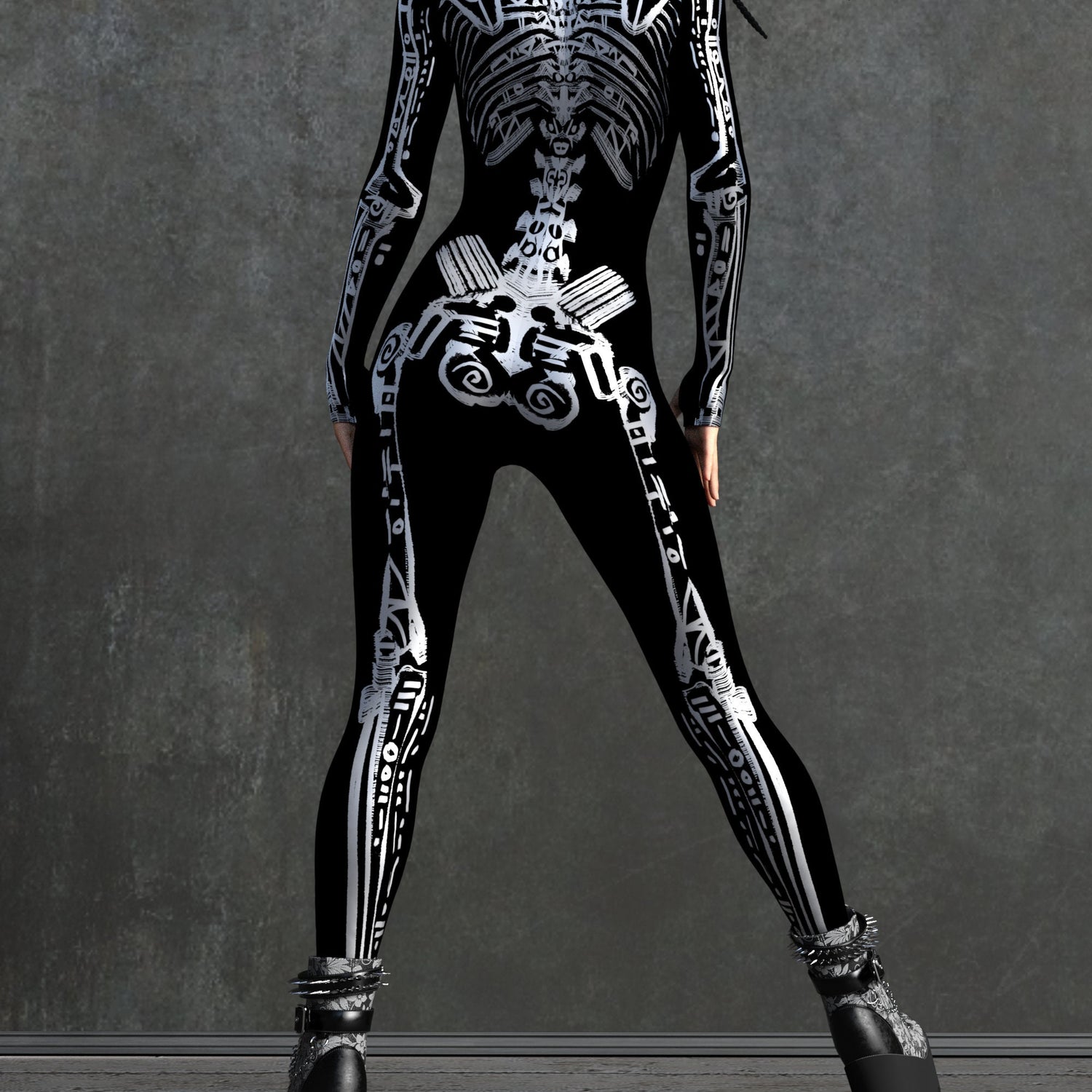 Tribal Paint Skeleton Costume Lycra