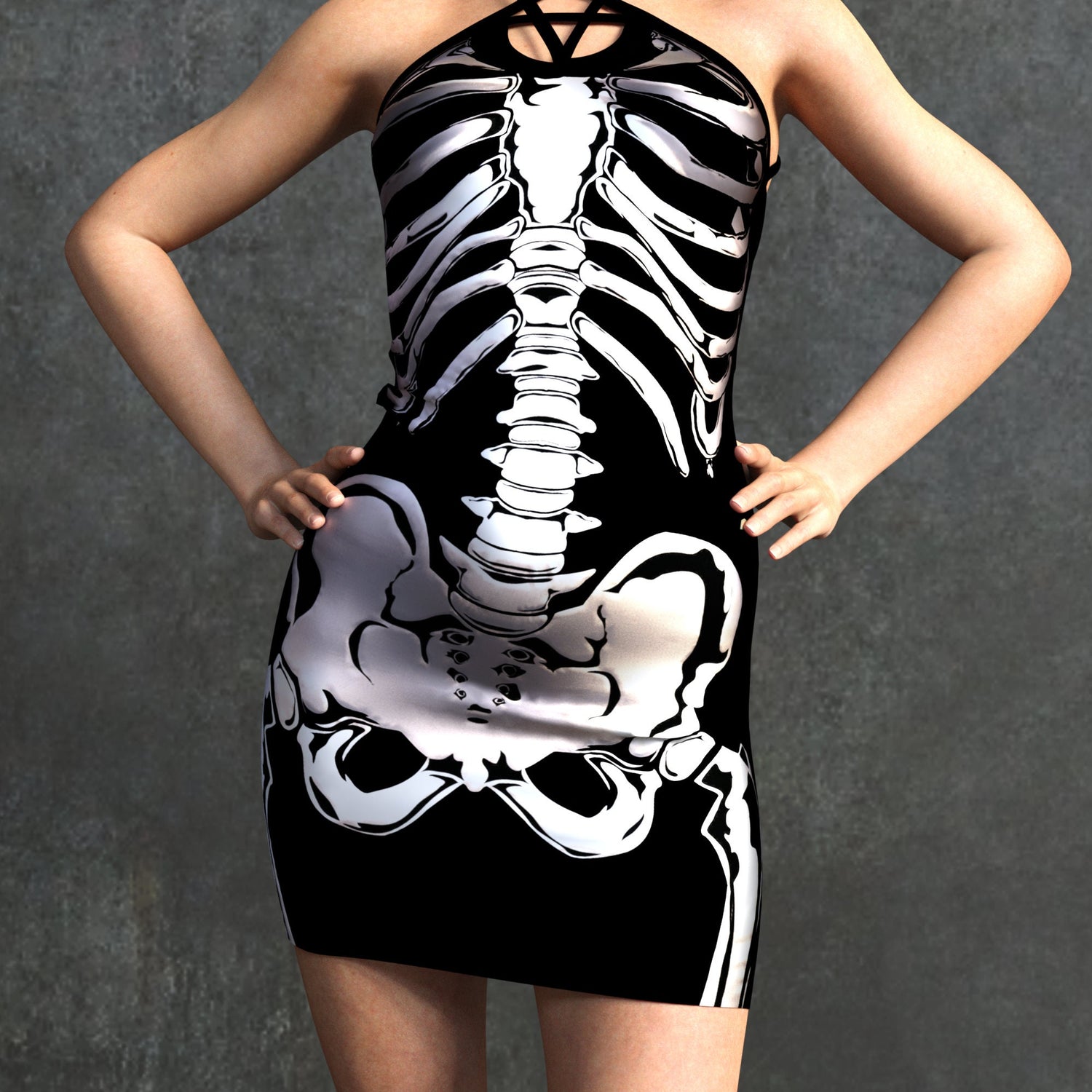 White Skeleton Pentagram Dress