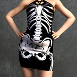 White Skeleton Pentagram Dress