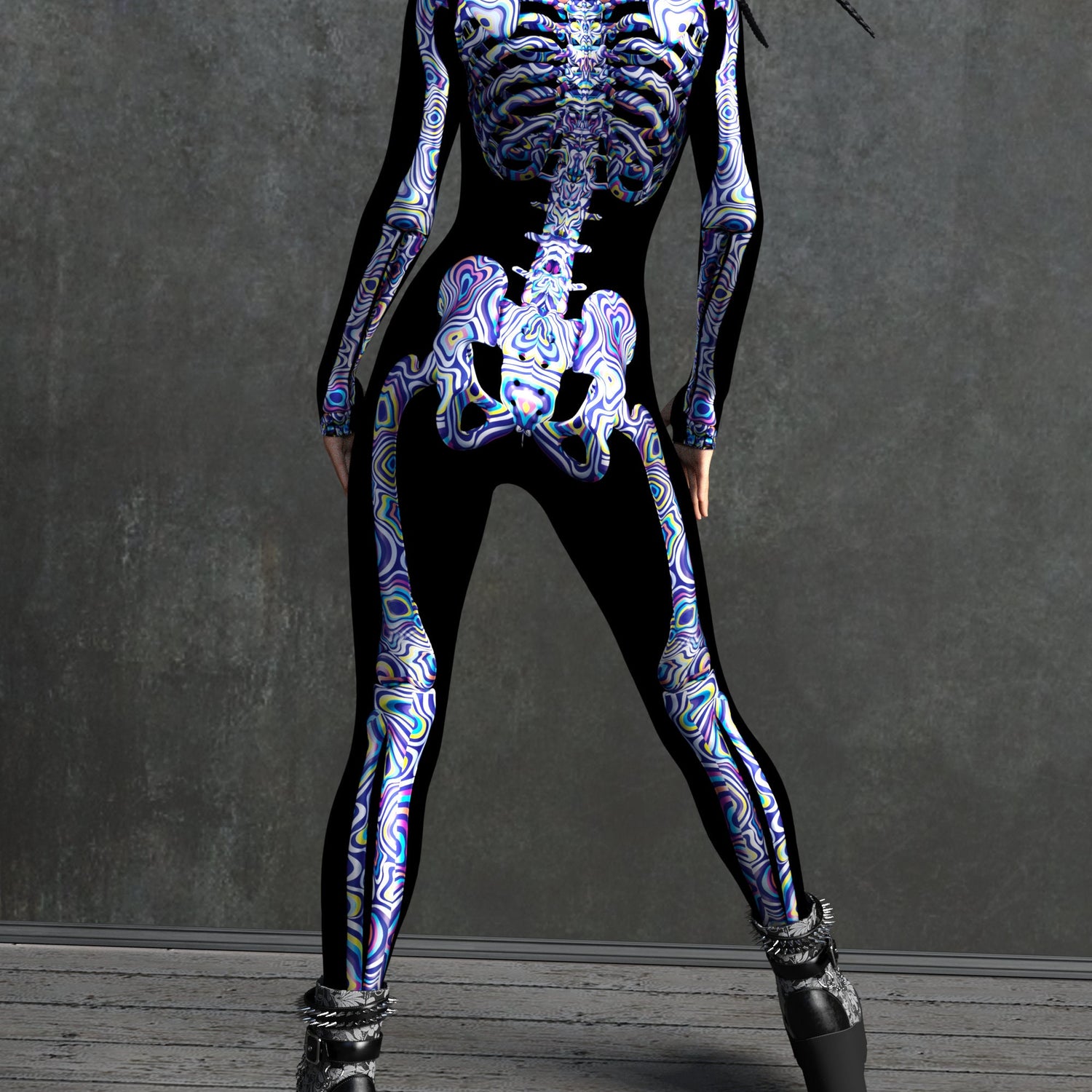 Blueish Psy Skeleton Costume Blue