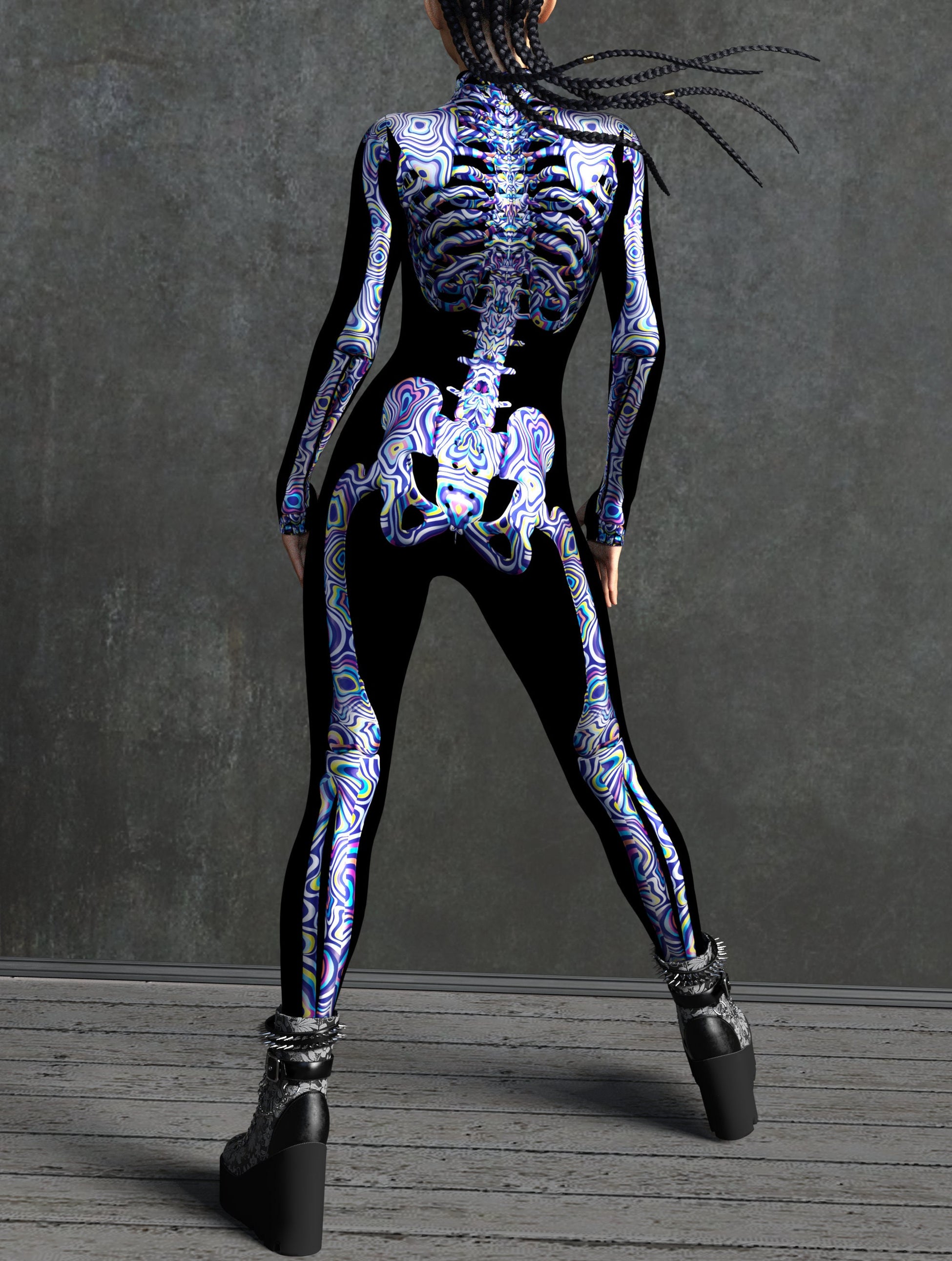 Blueish Psy Skeleton Costume 2
