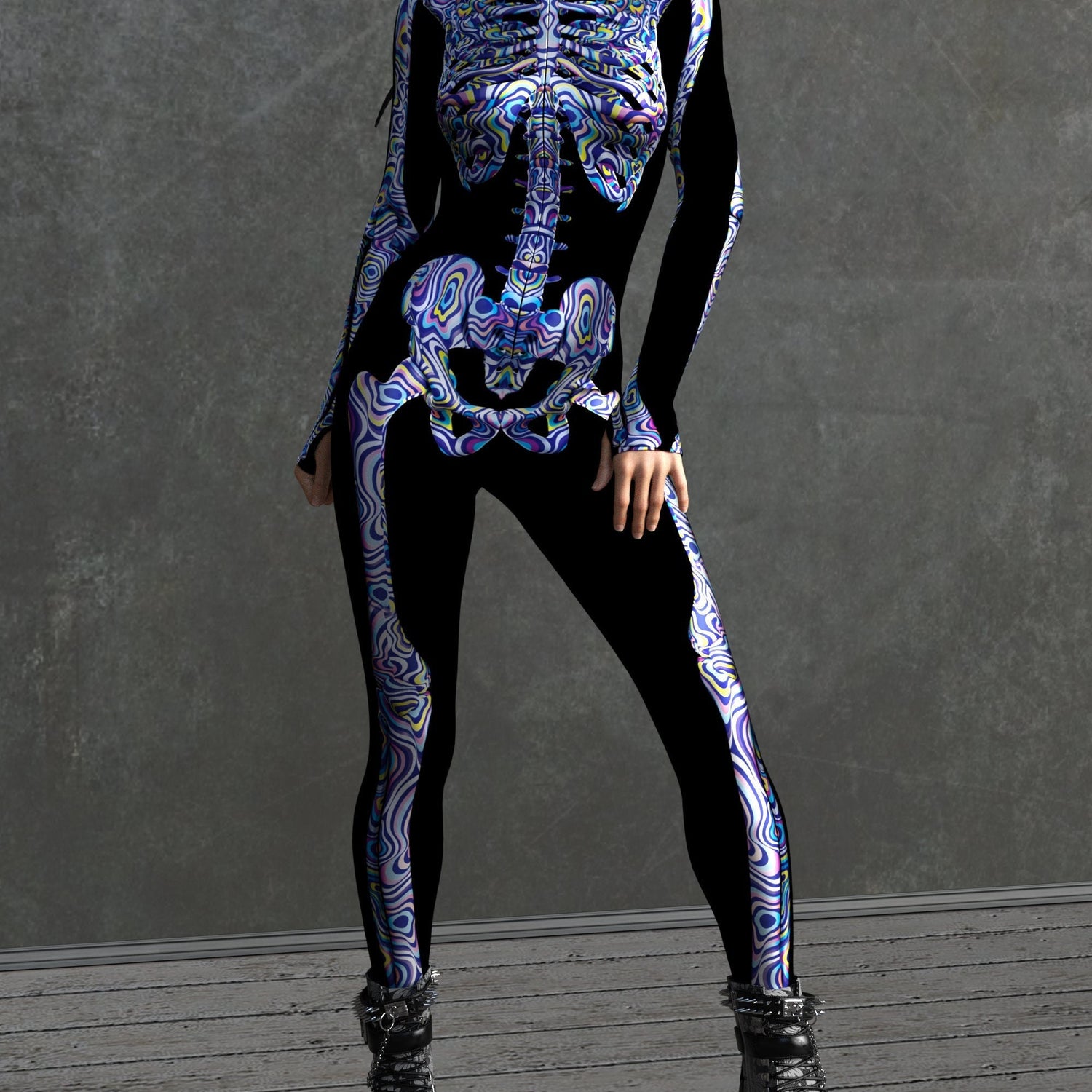 Blueish Psy Skeleton Costume 3