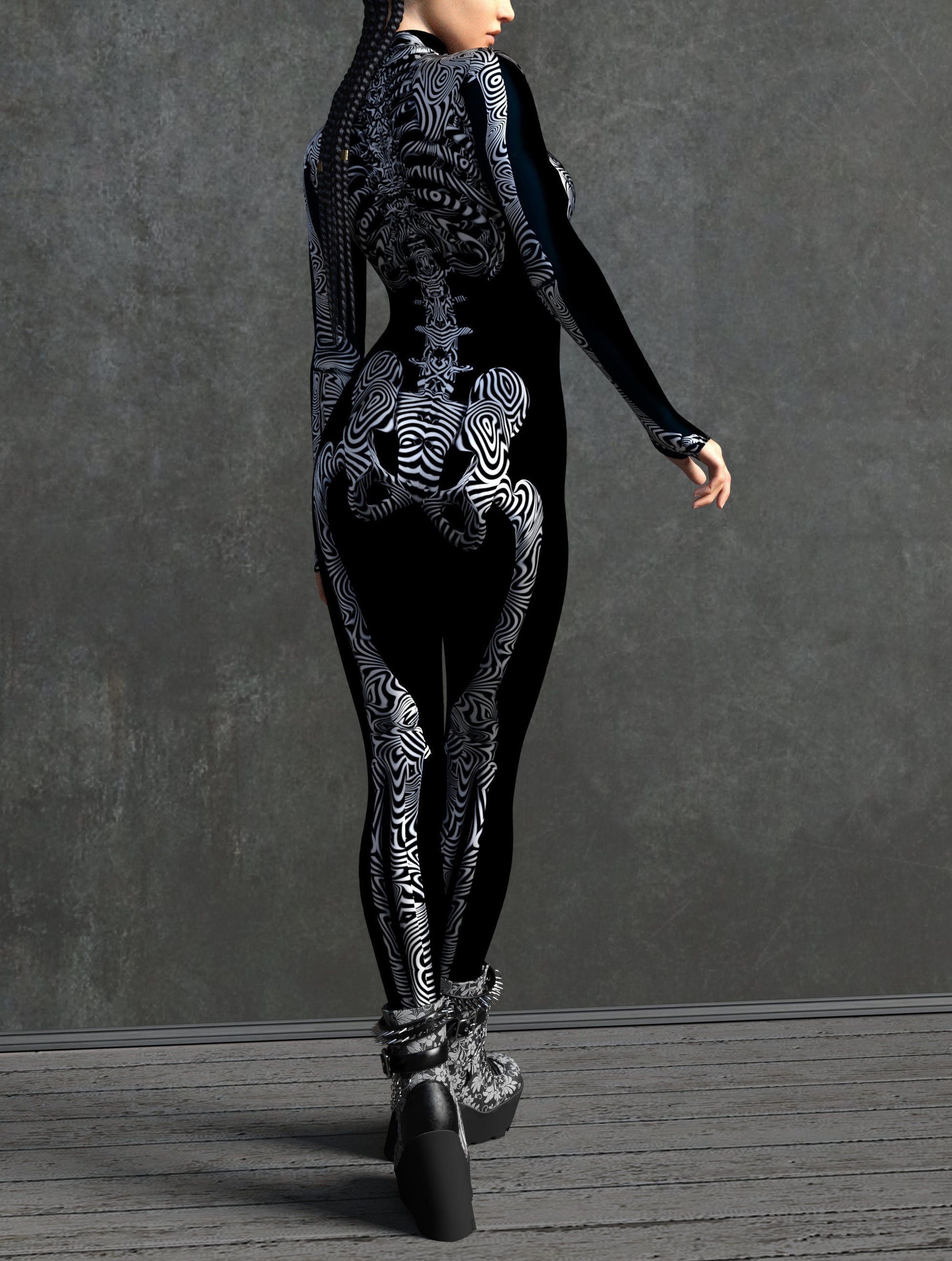 BnW Psych Skeleton Costume 2
