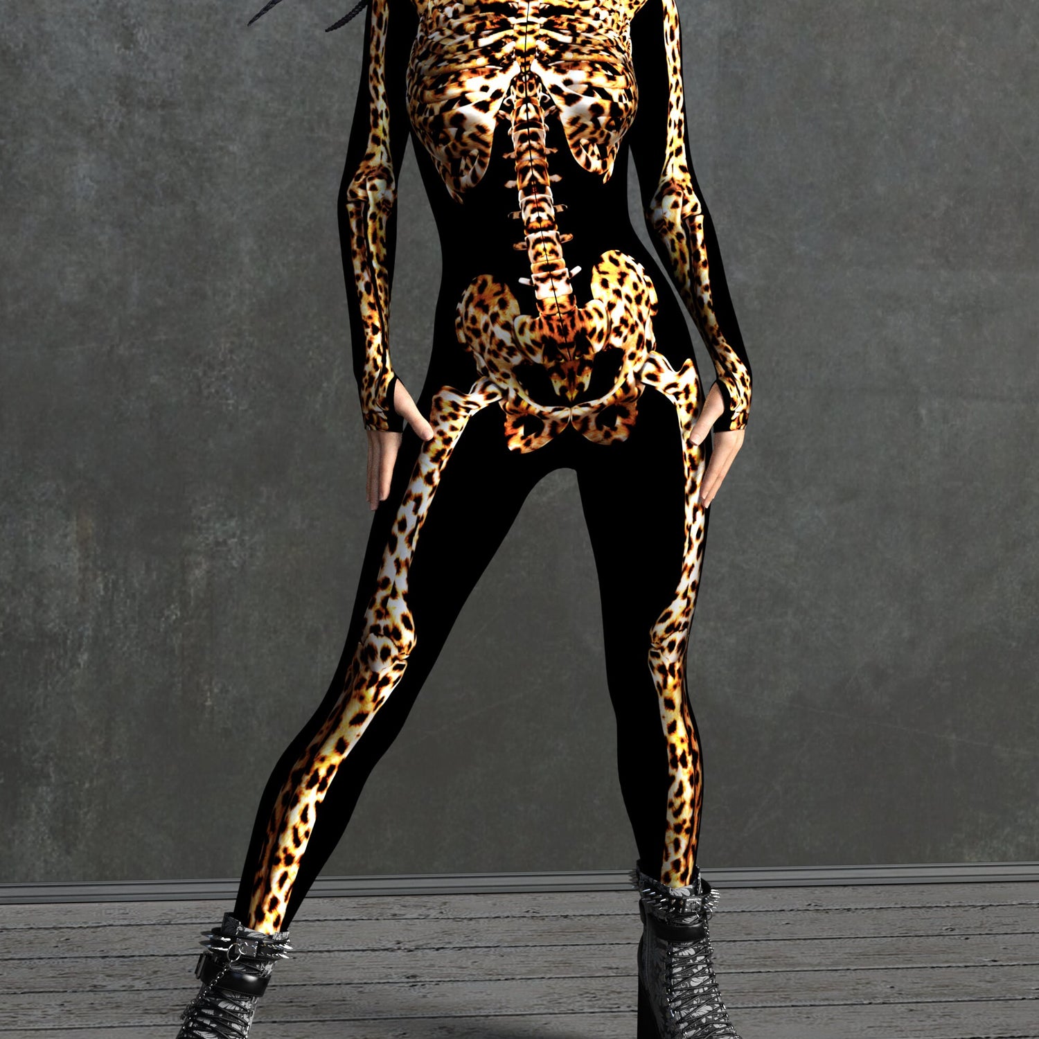 Leopard Skeleton Costume Lycra