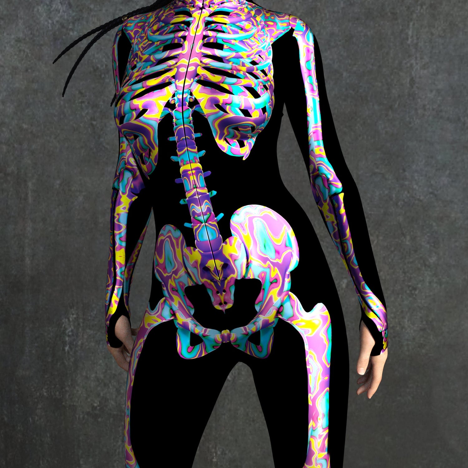 Psy Candy Skeleton Costume Lycra