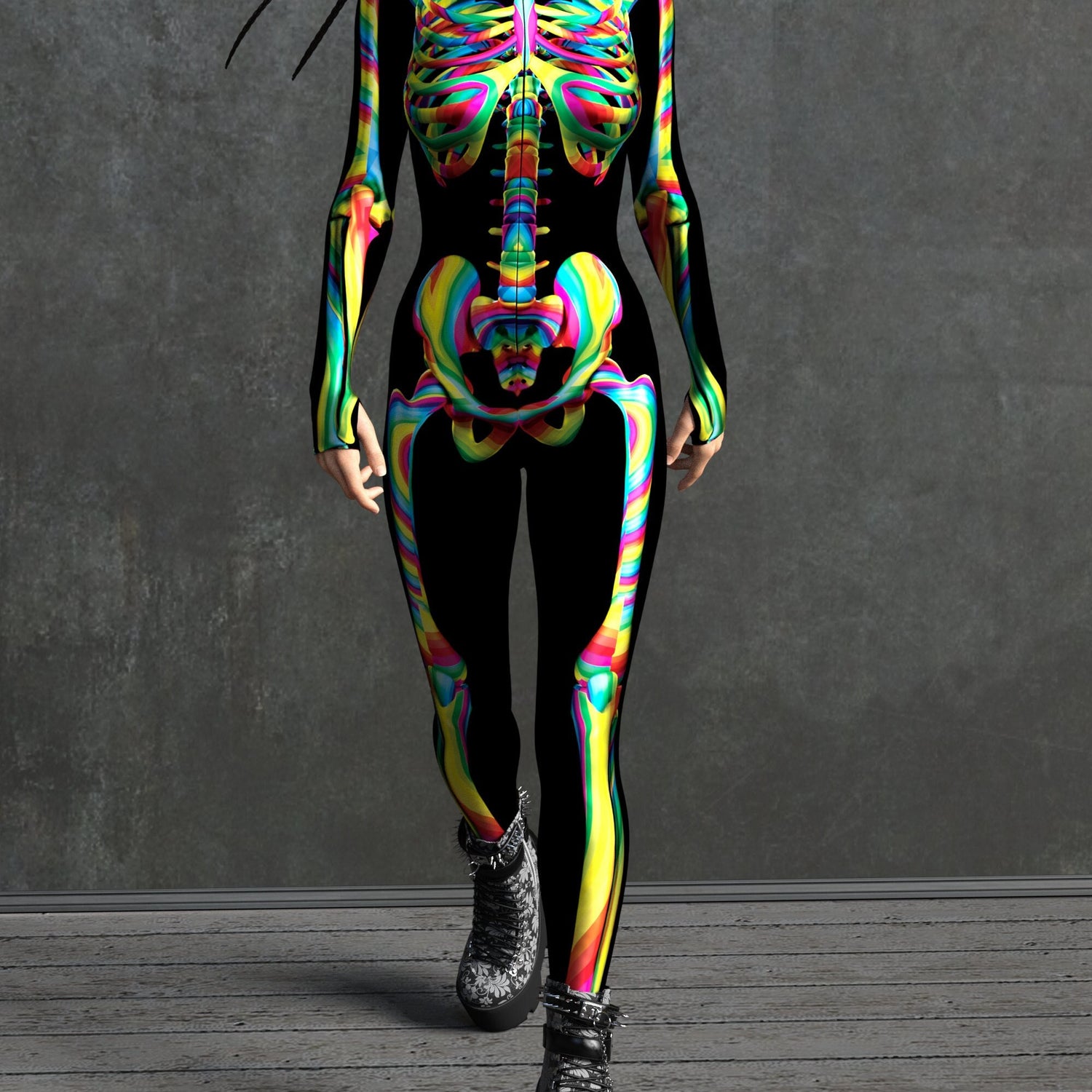 Rainbow Skeleton Costume 3