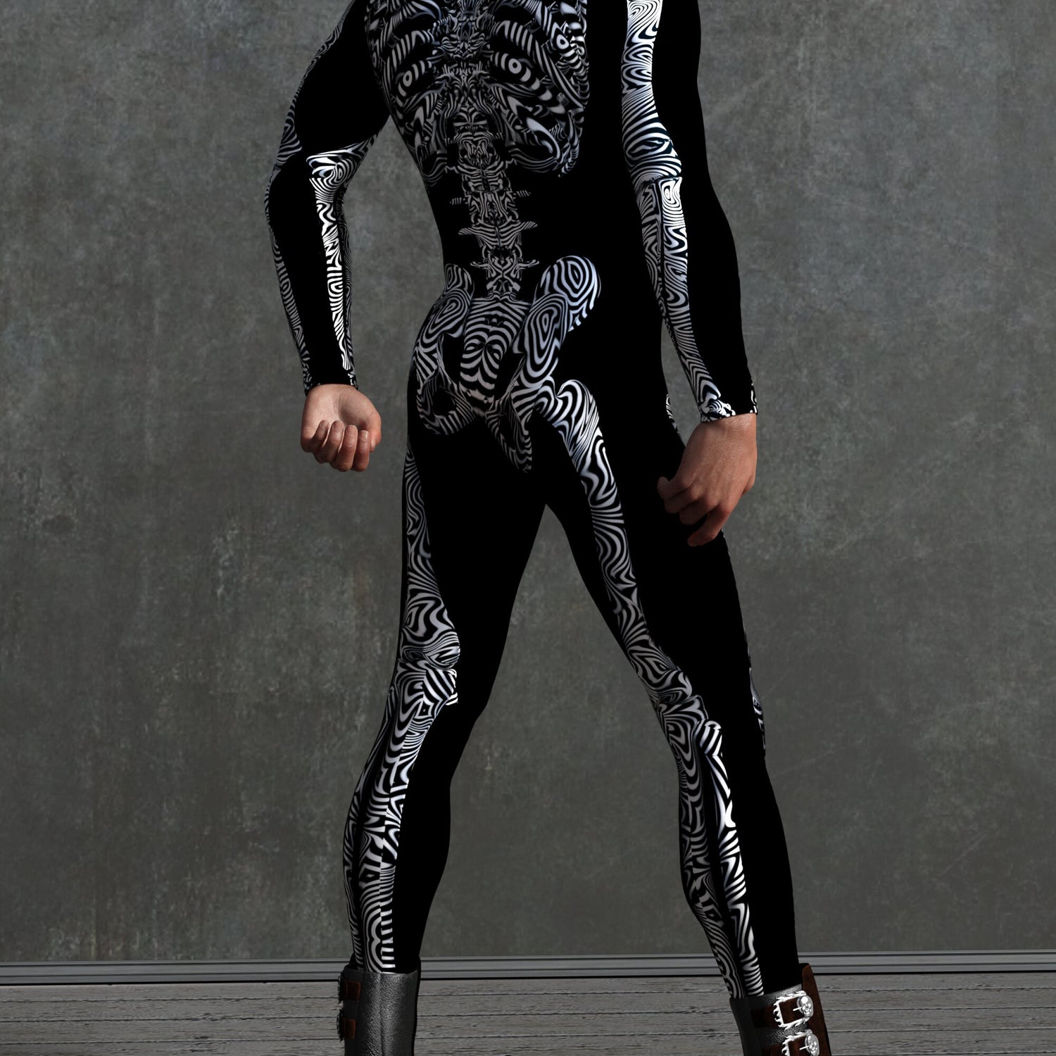 BnW Psych Skeleton Male Costume 2
