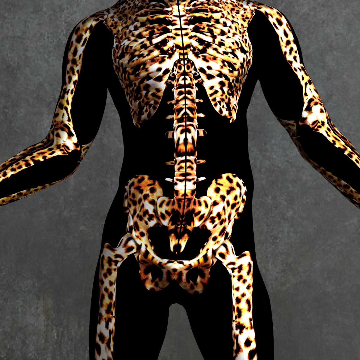 Leopard Skeleton Male Costume Lycra