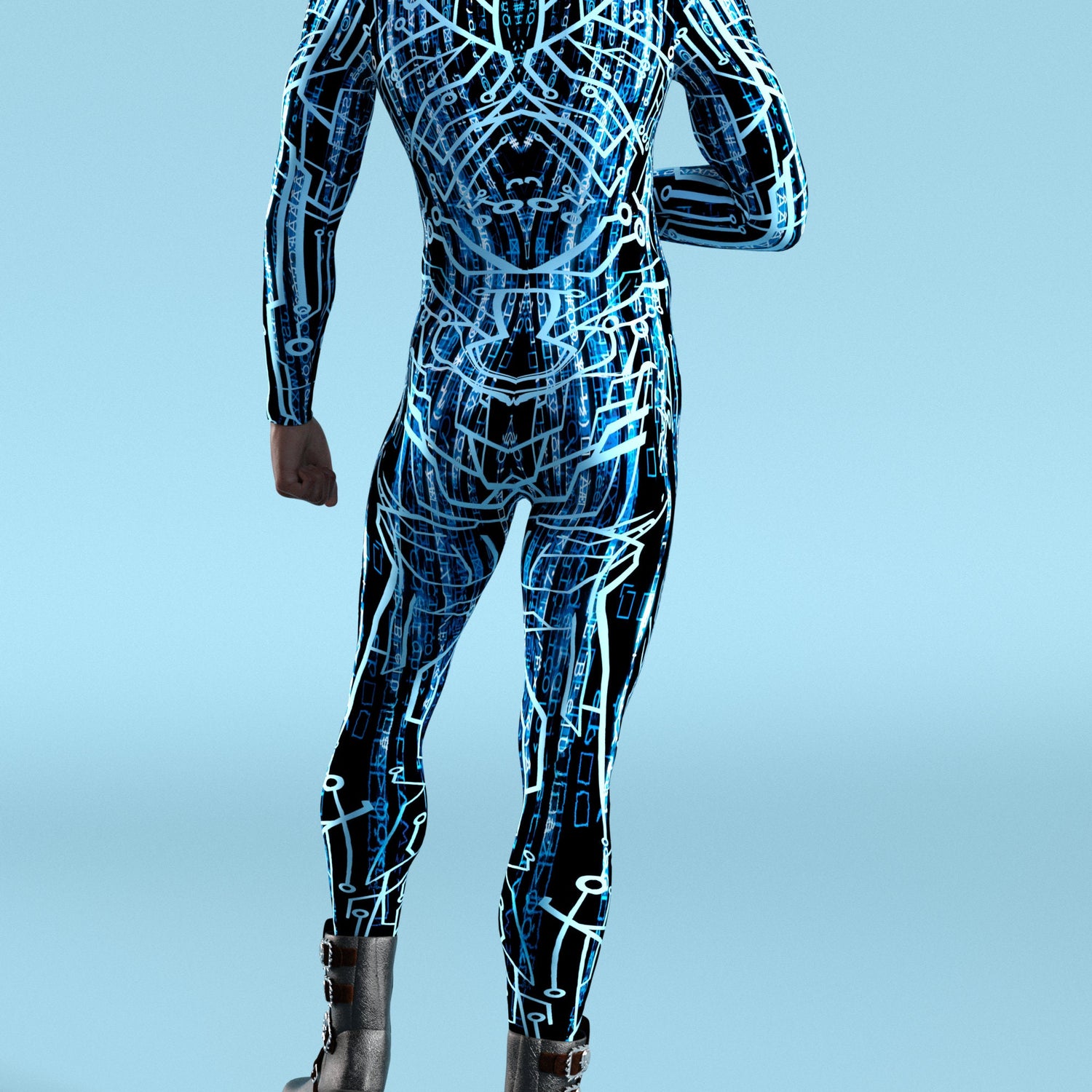 Agent Smith Blue Male Costume Lycra