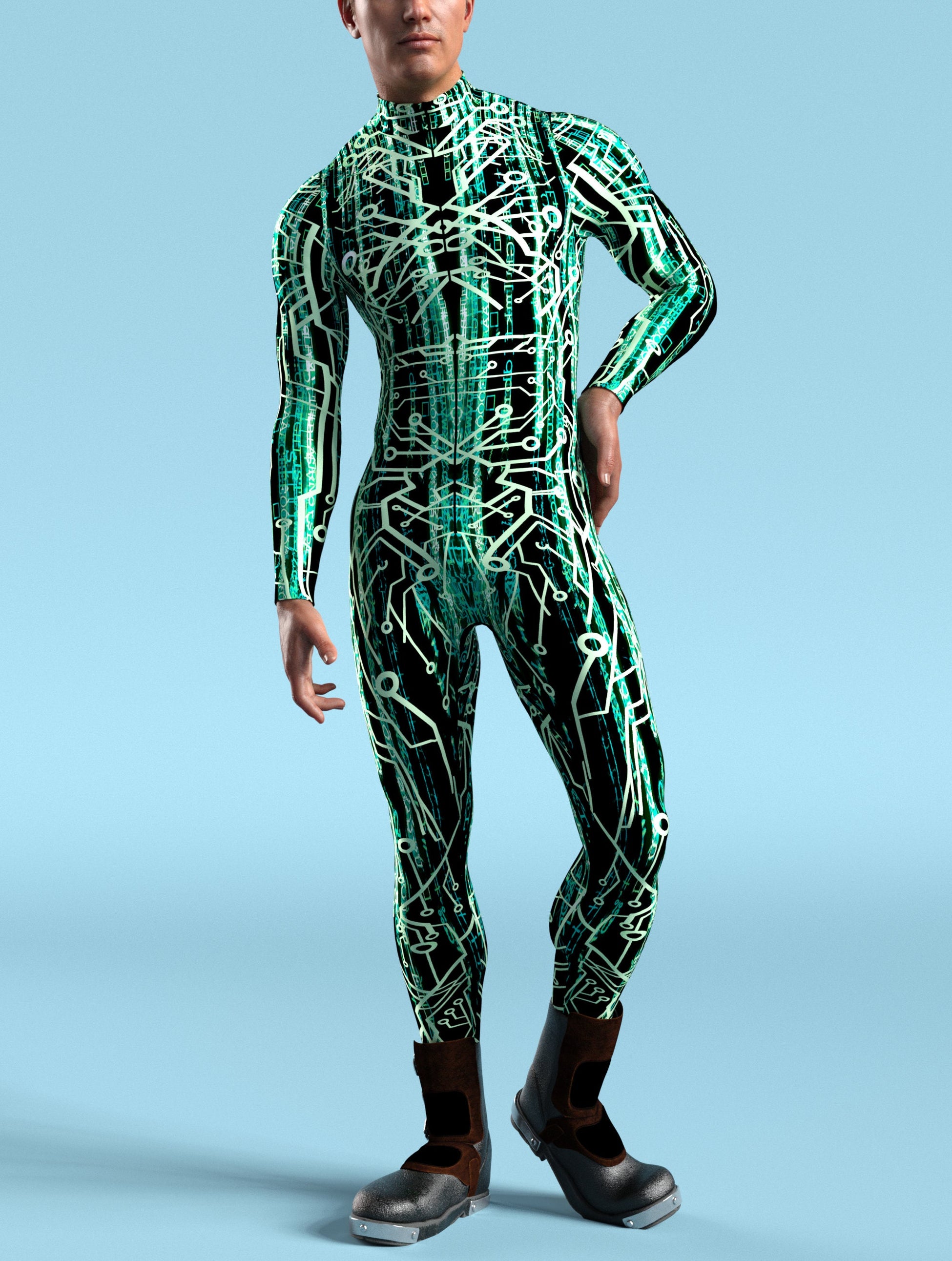 Agent Smith Green Male Costume 2