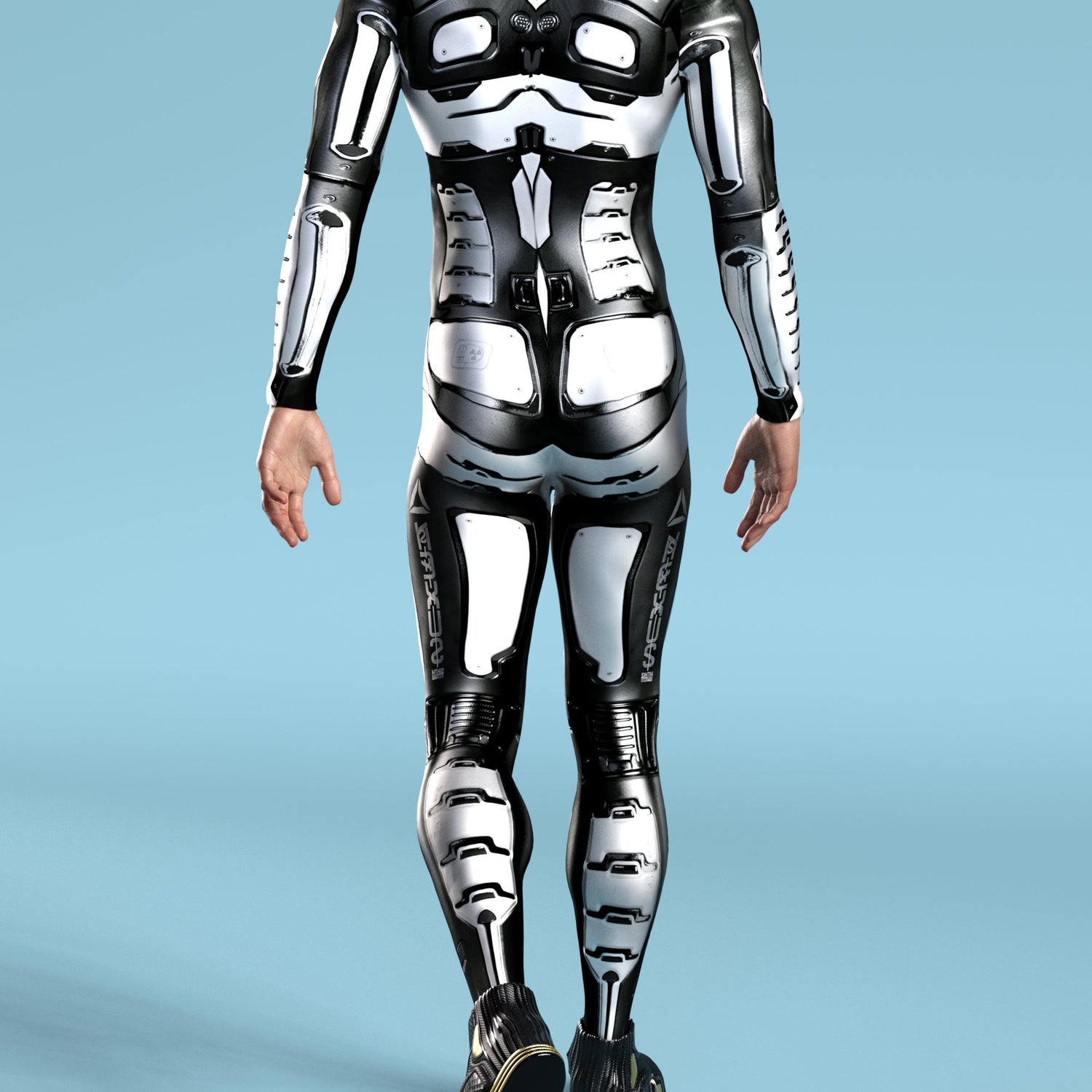 Invader Skin BnW Male Costume Lycra