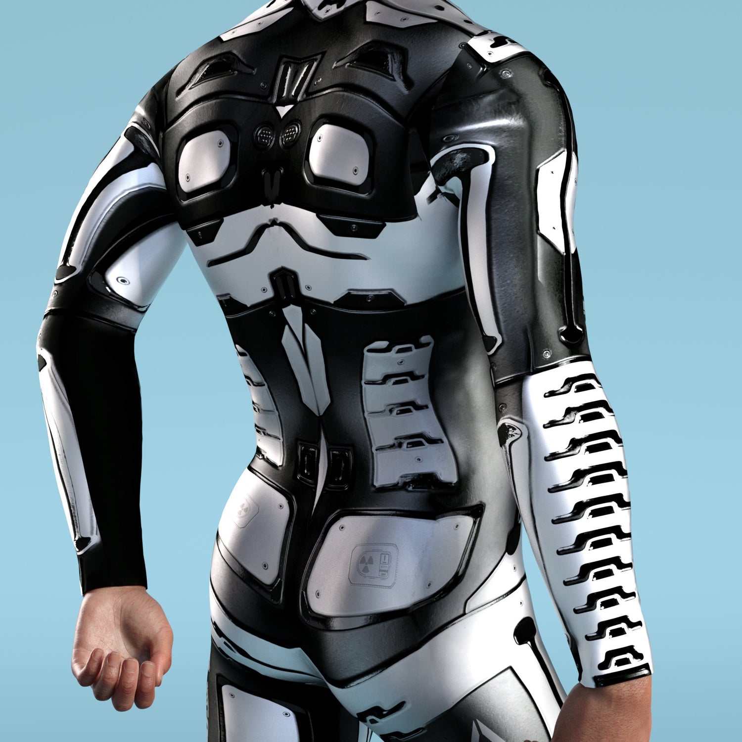 Invader Skin BnW Male Costume Black, White