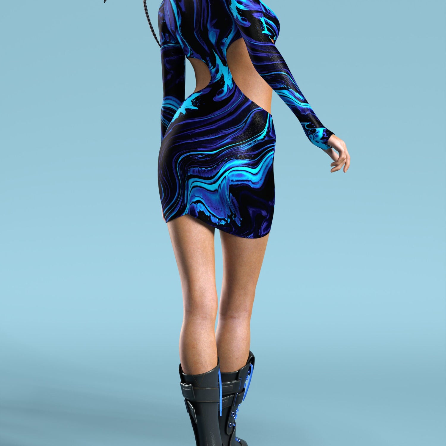 Bold Creature Side-Cutout Dress Lycra