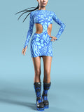 Blue Wilderness Side-Cutout Dress