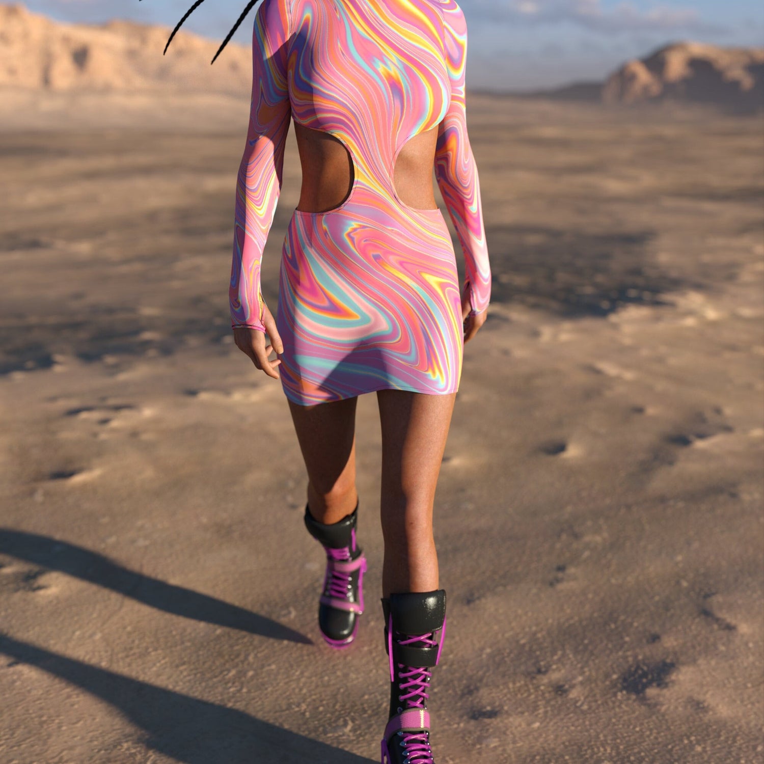 Ivresse Side-Cutout Dress Pink