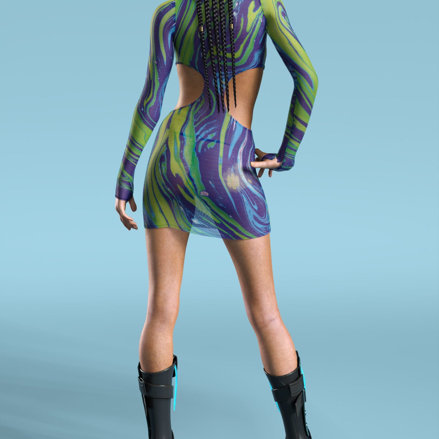 Chushy Mesh Side-Cutout Dress Festival, Club