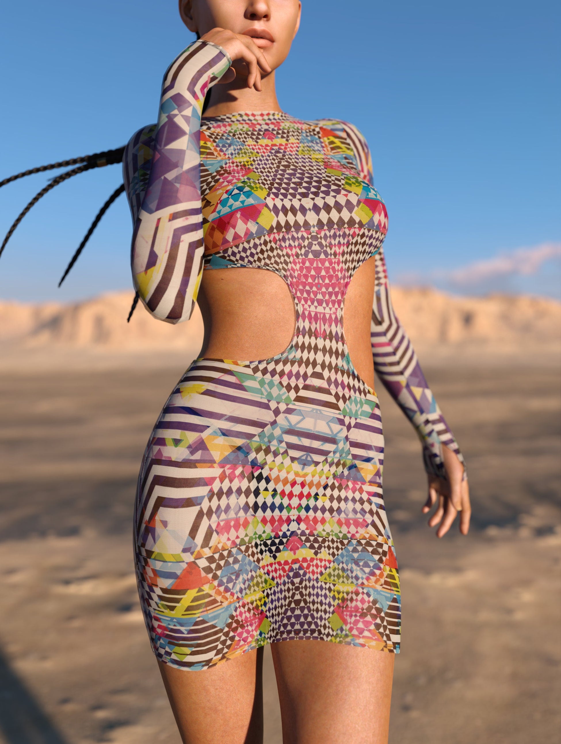 Exalted Mesh Side-Cutout Dress 1