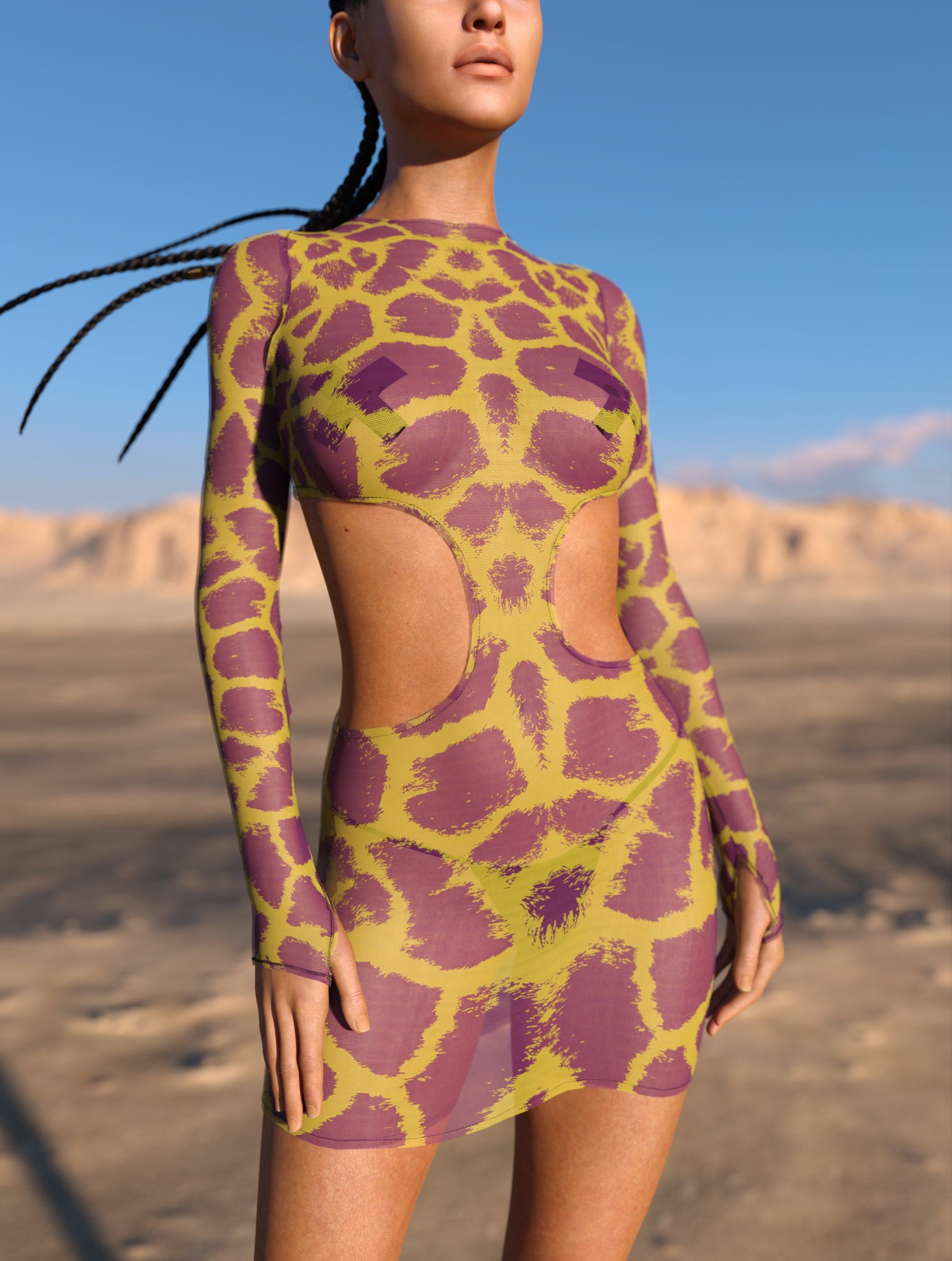 Higher Mesh Side-Cutout Dress 1