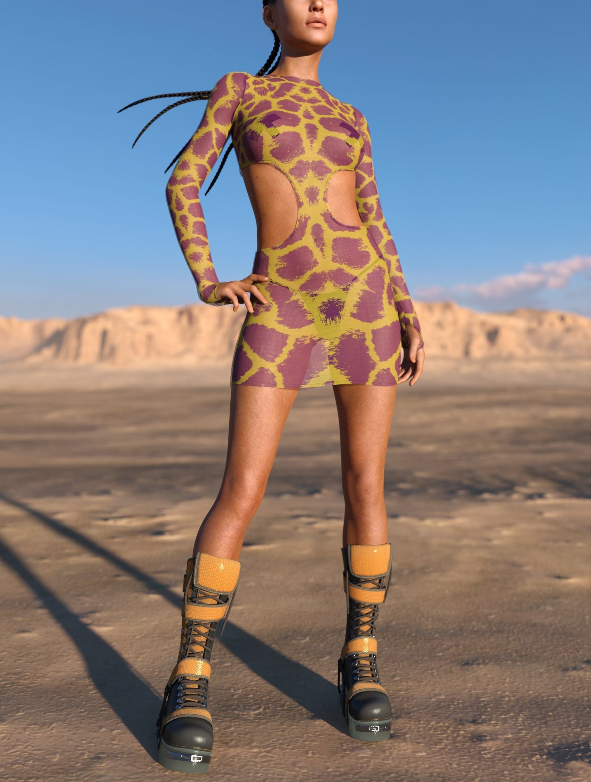 Higher Mesh Side-Cutout Dress 2