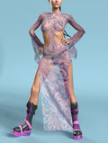 Onirique Mesh Side-Cutout Long Dress