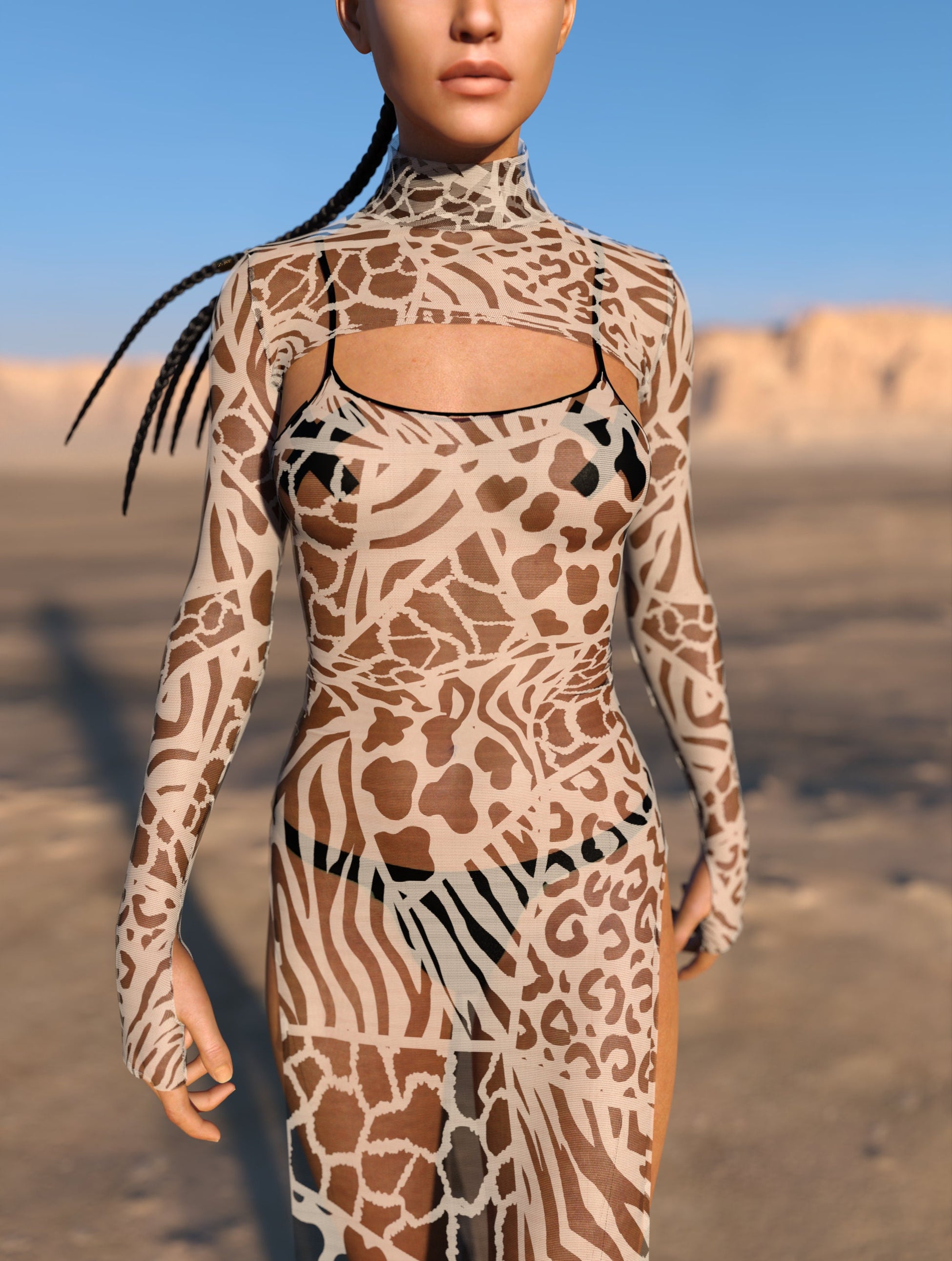 BnW Wilderness Mesh Shrug Dress 1
