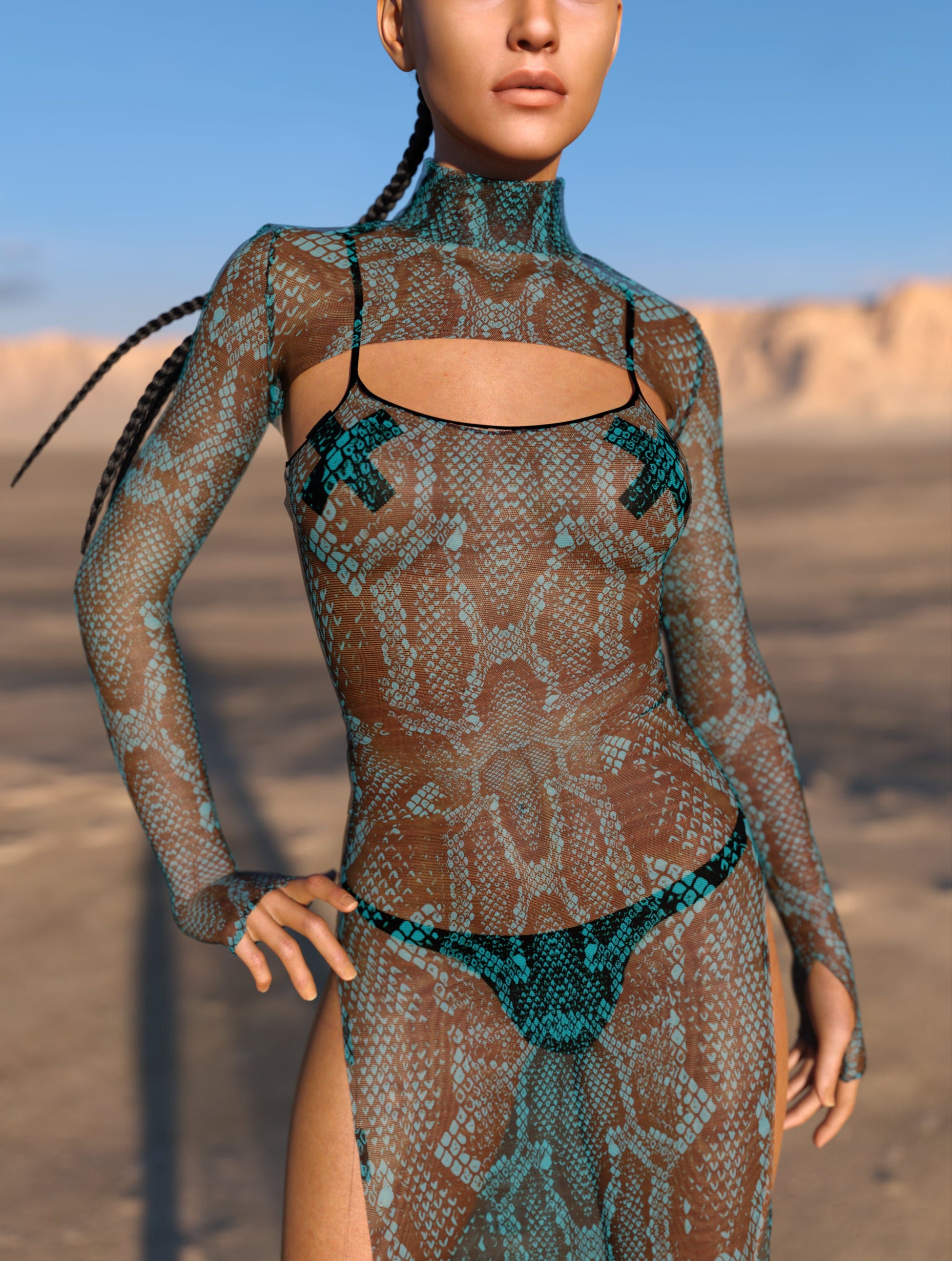 Blue Shananagans Mesh Shrug Dress 1