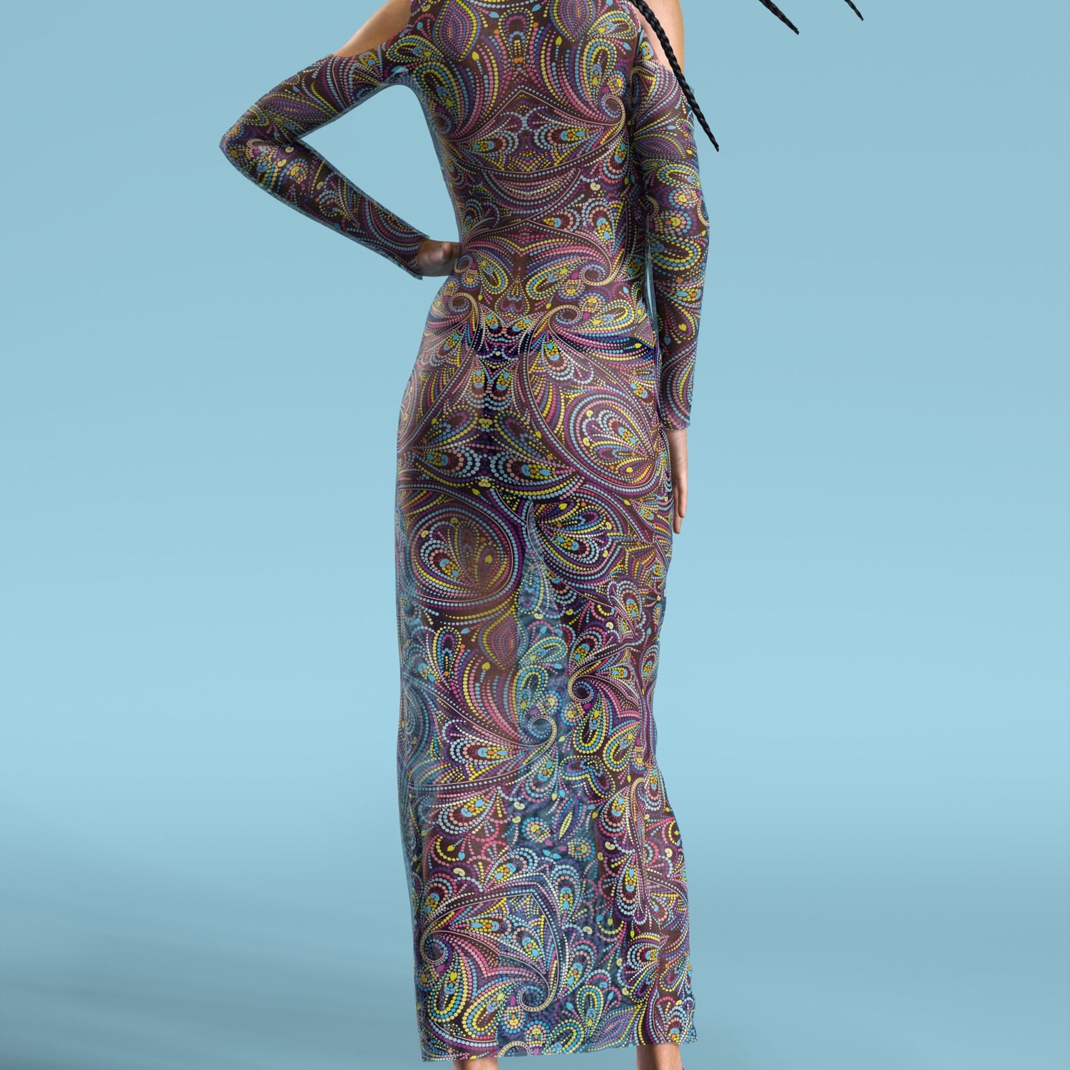 Hot Dot Mesh Bare Shoulder Long Dress Festival, Club