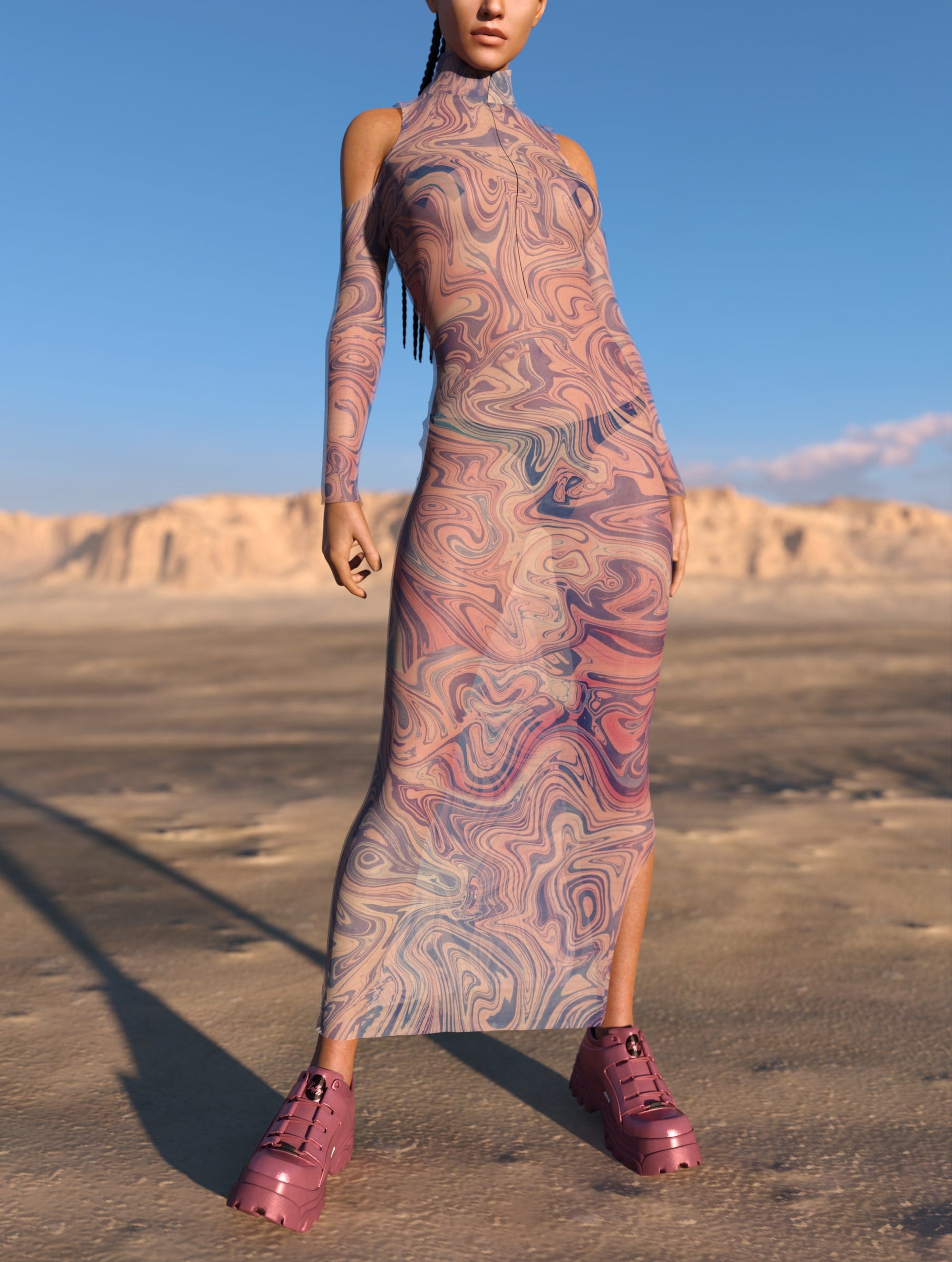 Onirique Mesh Bare Shoulder Long Dress 2