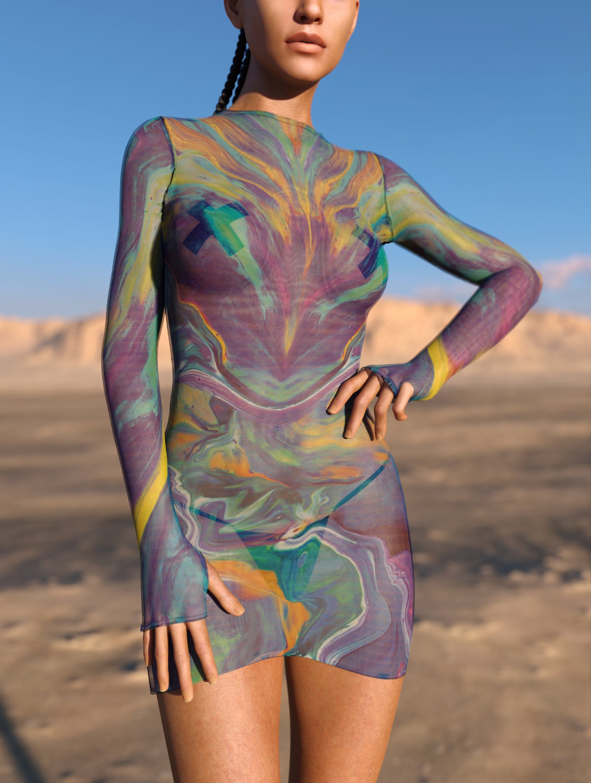 Folie Mesh Short Dress 1