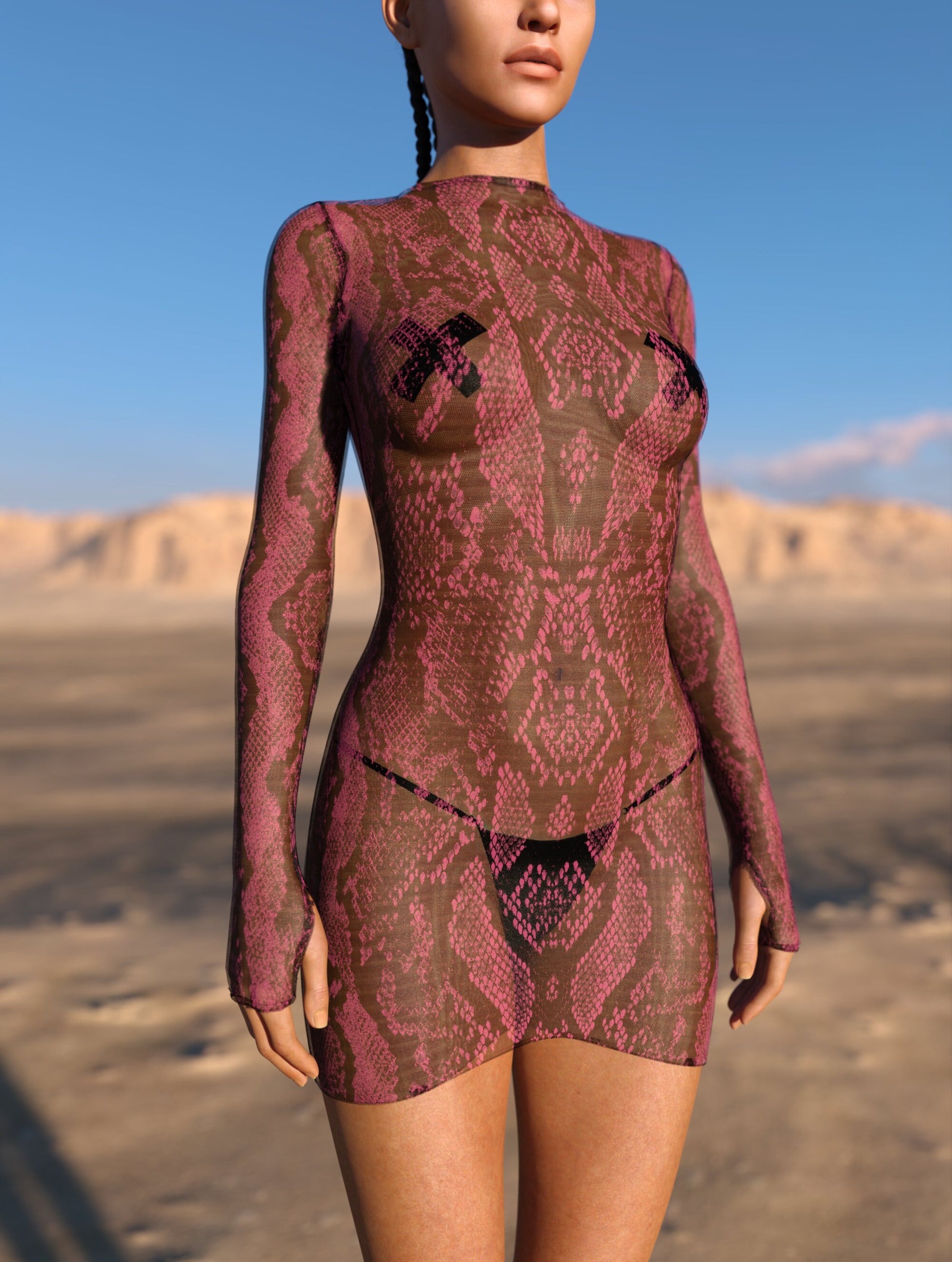 Pink MF Mesh Short Dress 1