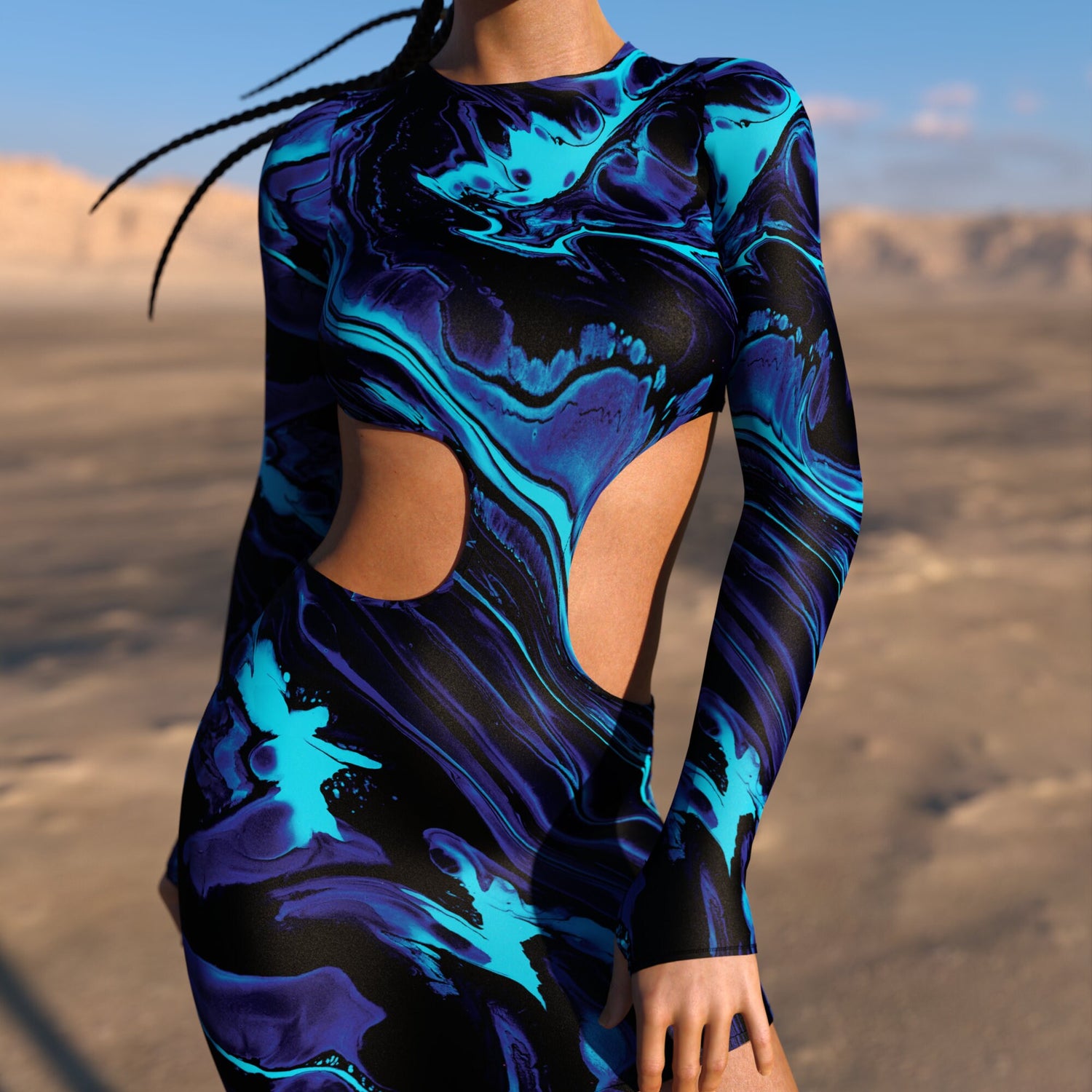 Bold Creature Side-Cutout Dress