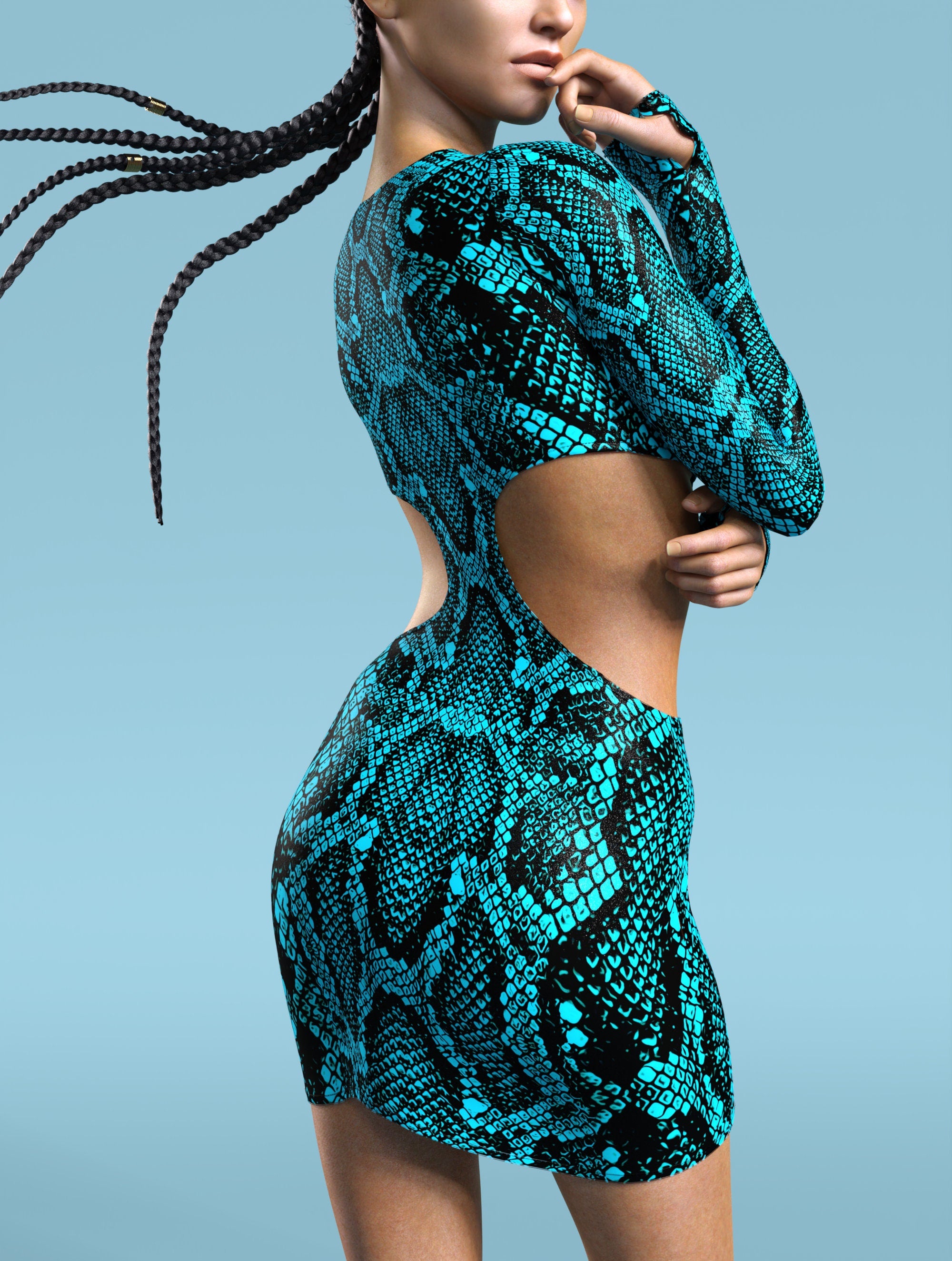 Women Blue Shananagans Side-Cutout Dress