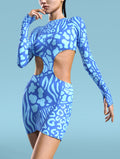 Blue Wilderness Side-Cutout Dress