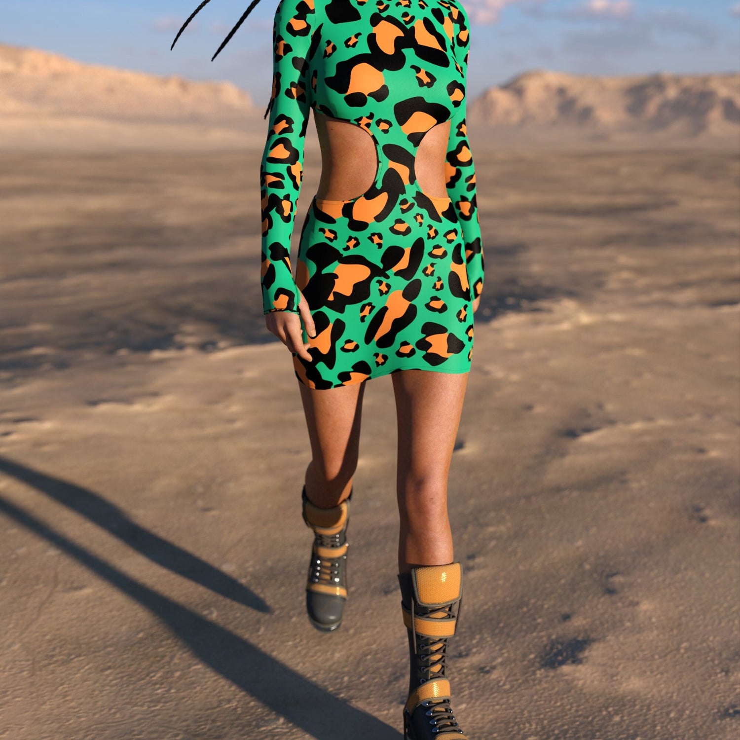 Fever Side-Cutout Dress Green