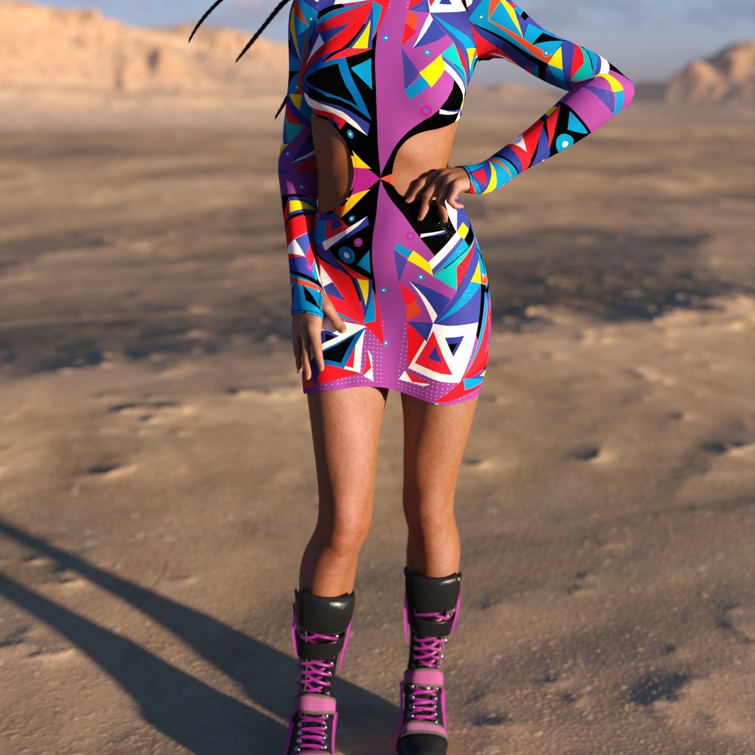 Nexus Side-Cutout Dress Purple