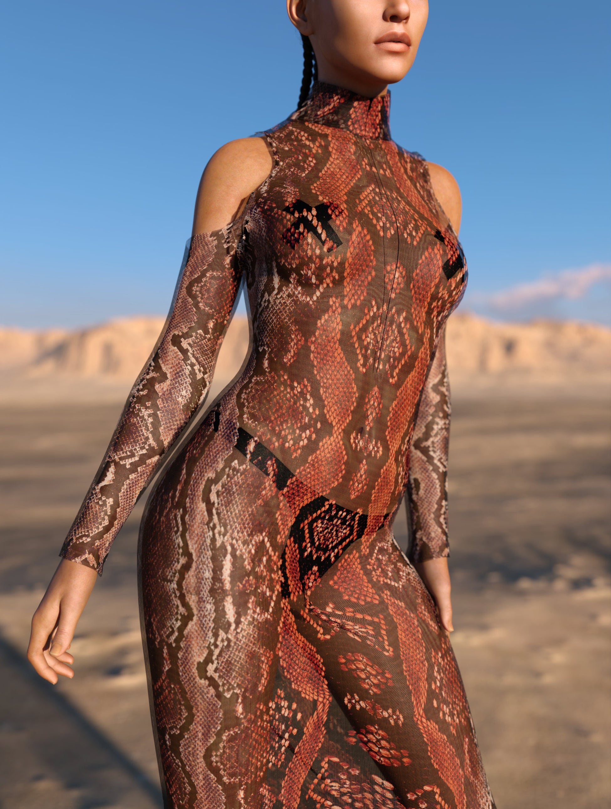 Red MF Mesh Bare Shoulder Long Dress 1