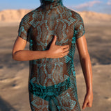 Blue Shananagans Mesh Male Dust Collar Dress