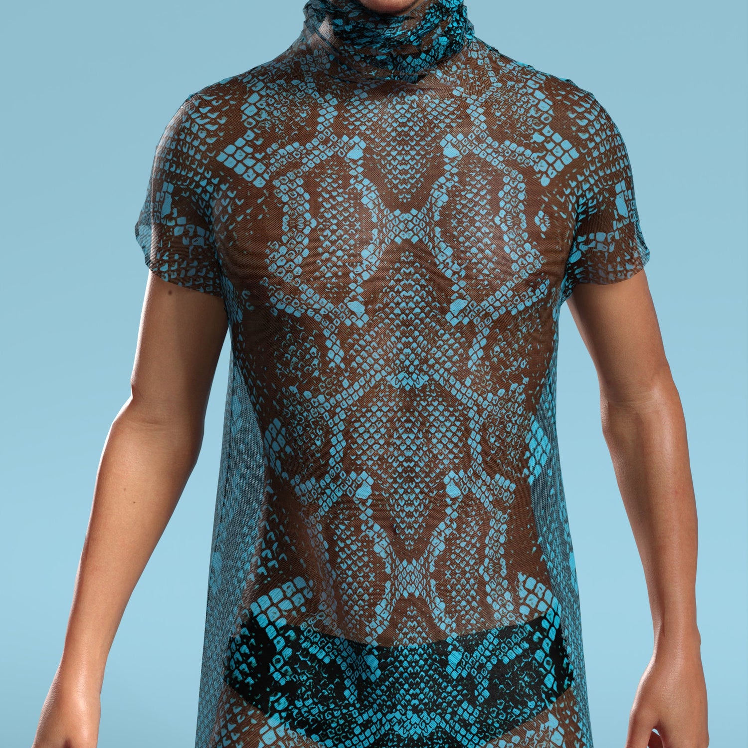 Blue Shananagans Mesh Male Dust Collar Dress Mesh