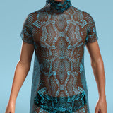 Blue Shananagans Mesh Male Dust Collar Dress