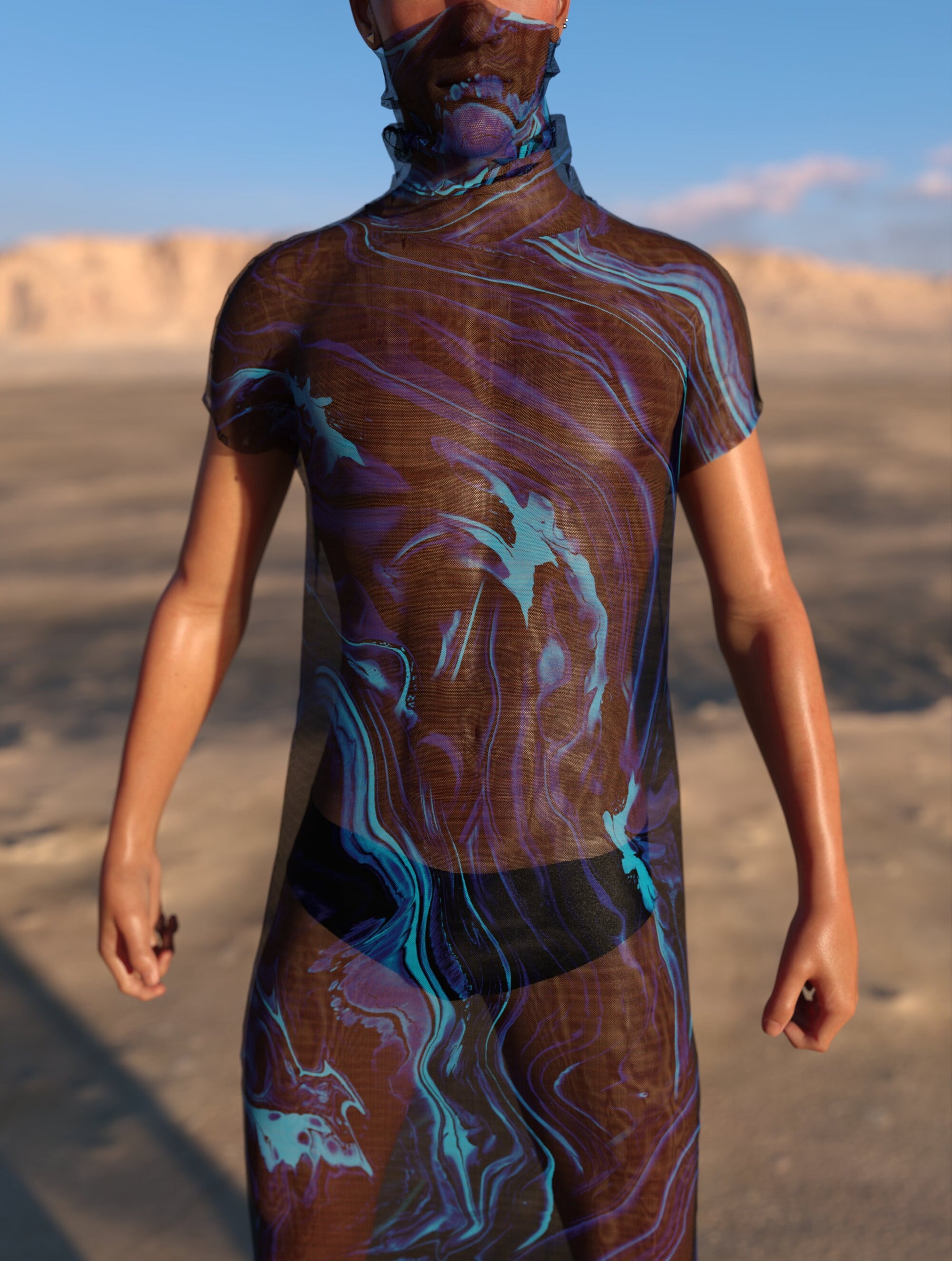Bold Creature Mesh Male Dust Collar Dress 1