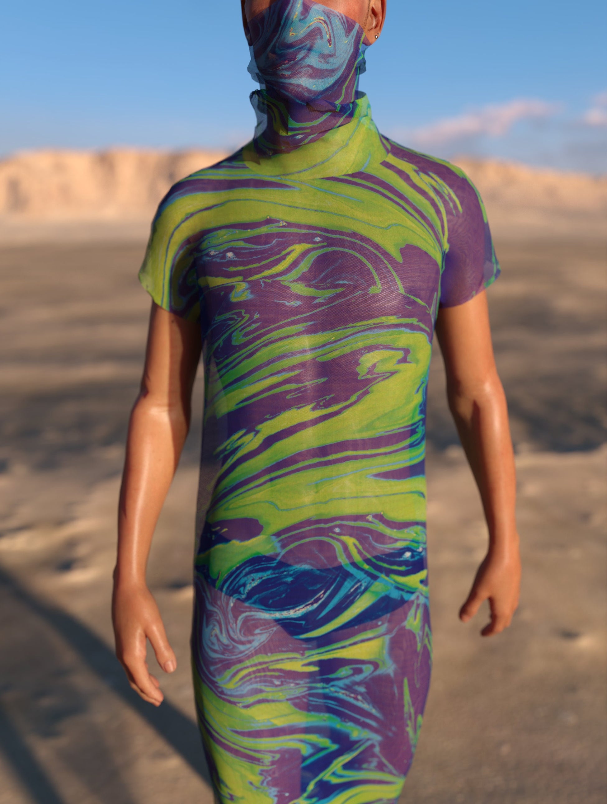 Chushy Mesh Male Dust Collar Dress 1