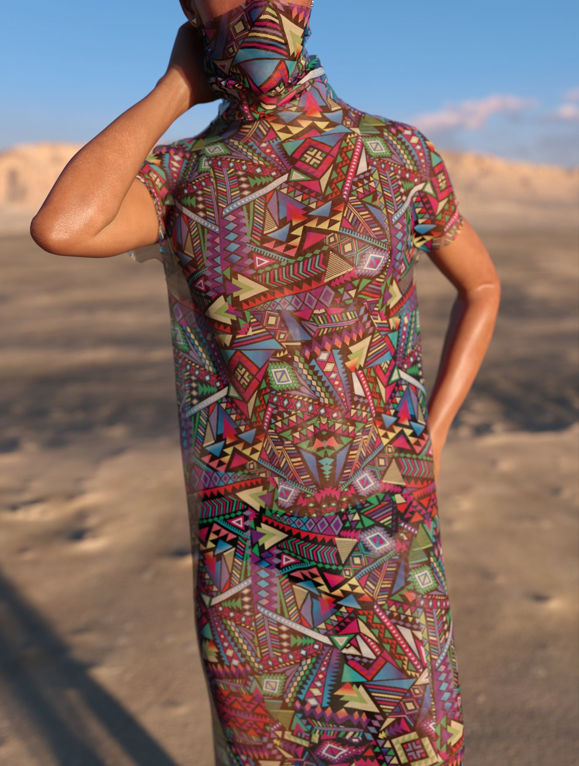 Pandemonium Mesh Male Dust Collar Dress 1