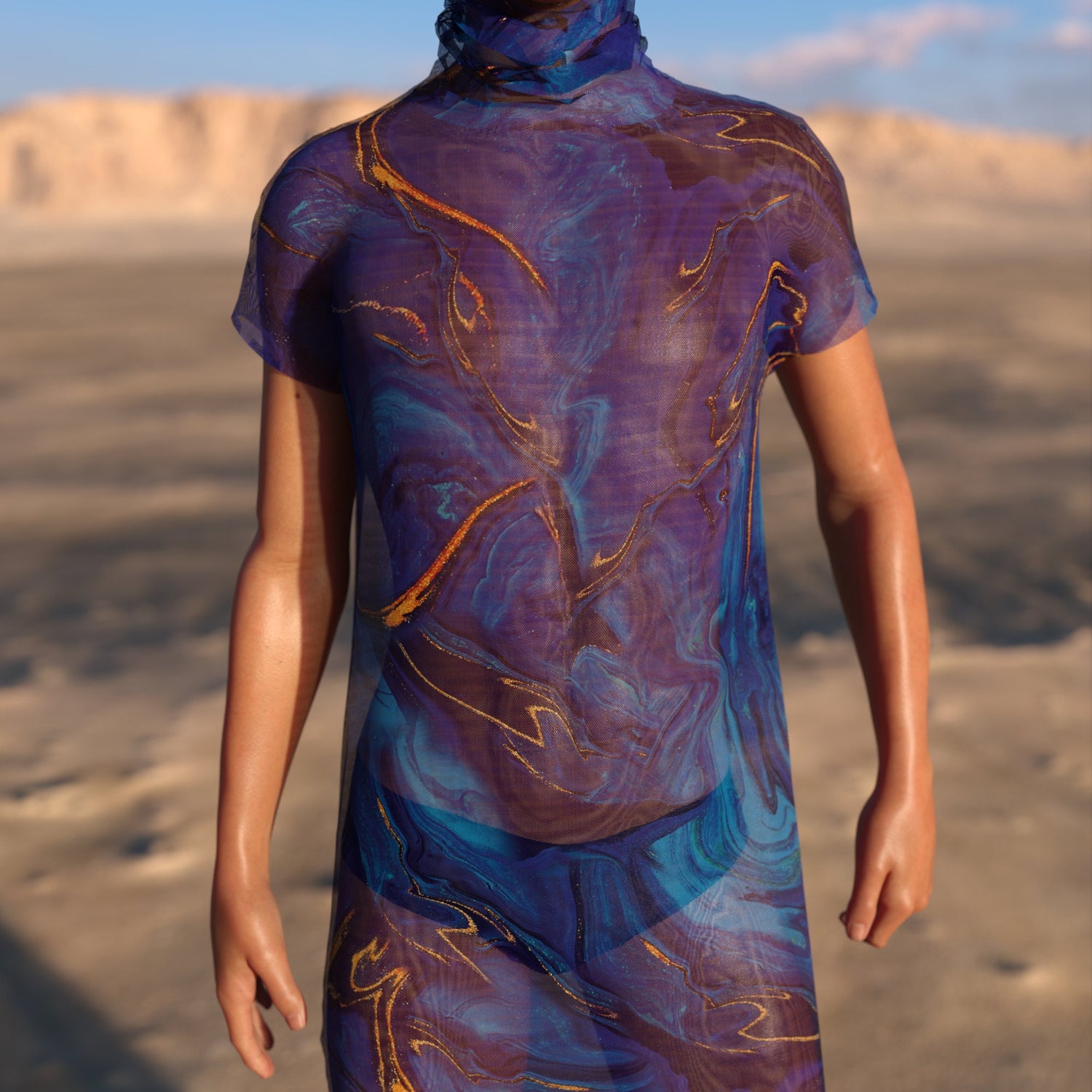 Rogue Mesh Male Dust Collar Dress