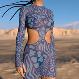Blue Wilderness Mesh Side-Cutout Dress