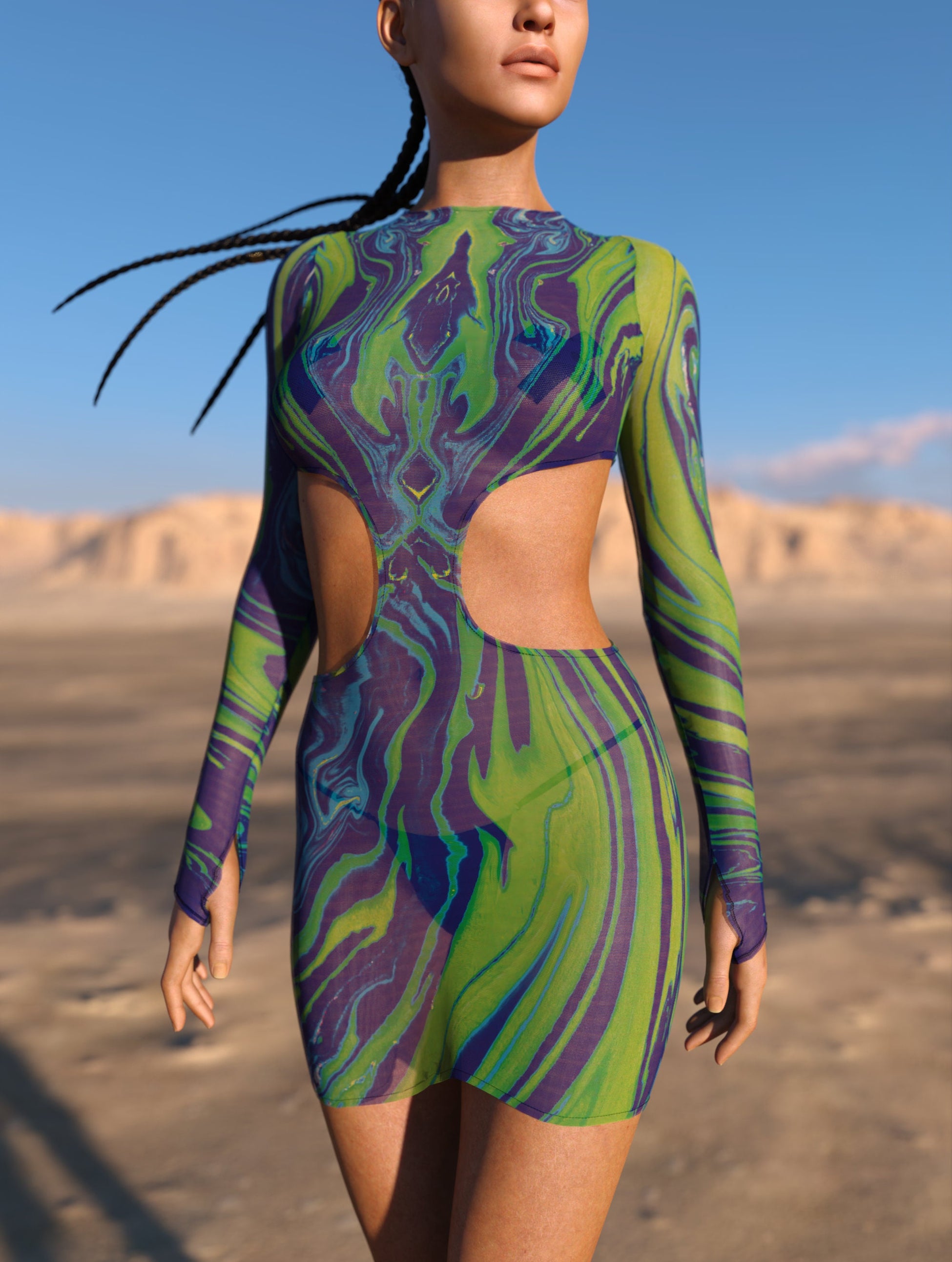 Chushy Mesh Side-Cutout Dress 1
