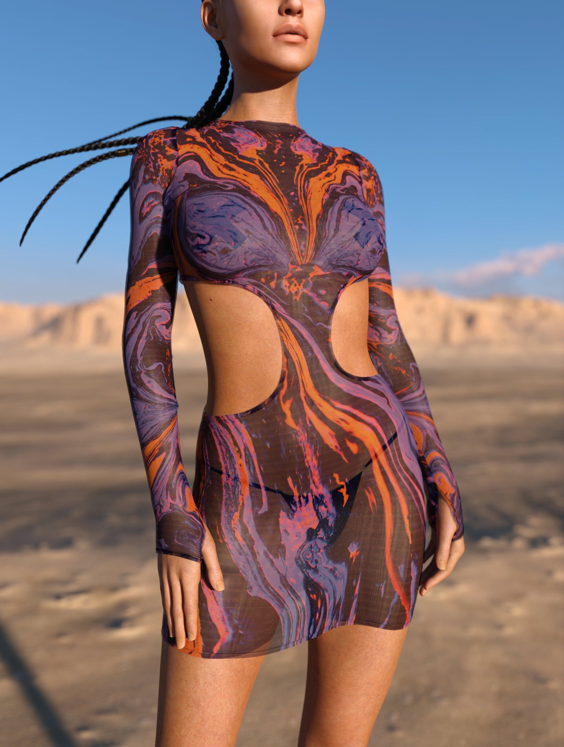 Heathen Mesh Side-Cutout Dress 1