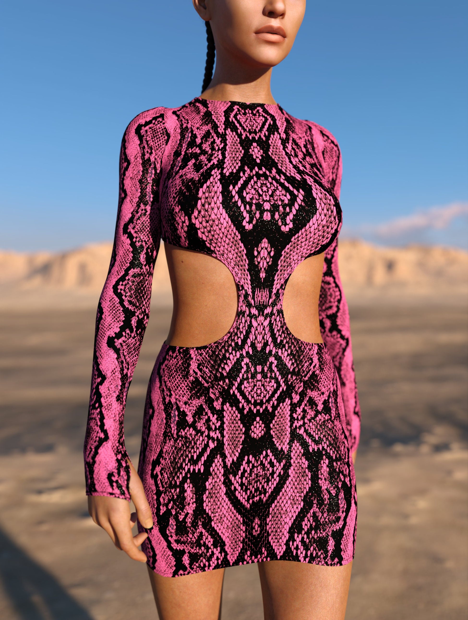 Pink MF Side-Cutout Dress 1