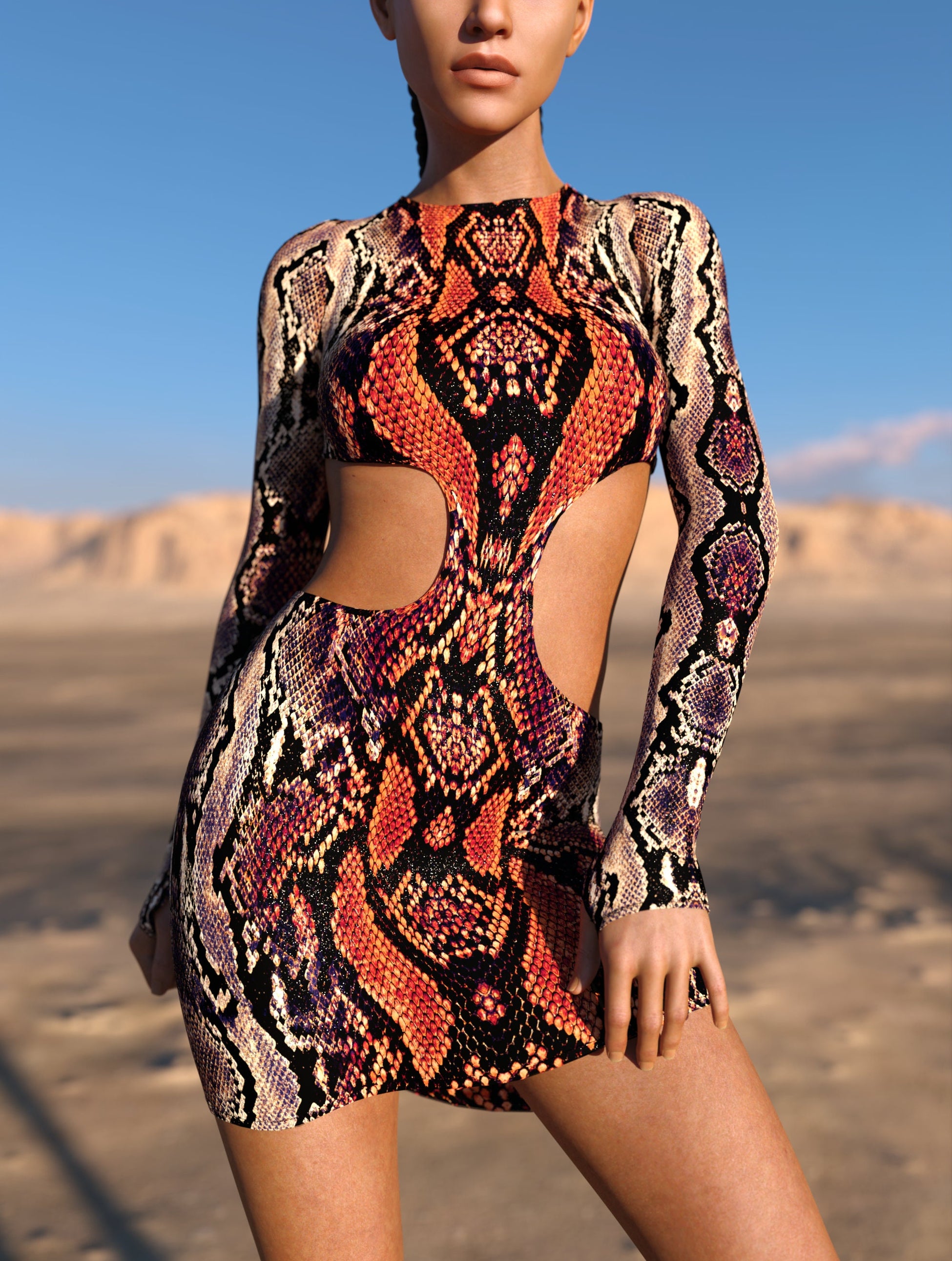Red MF Side-Cutout Dress 1