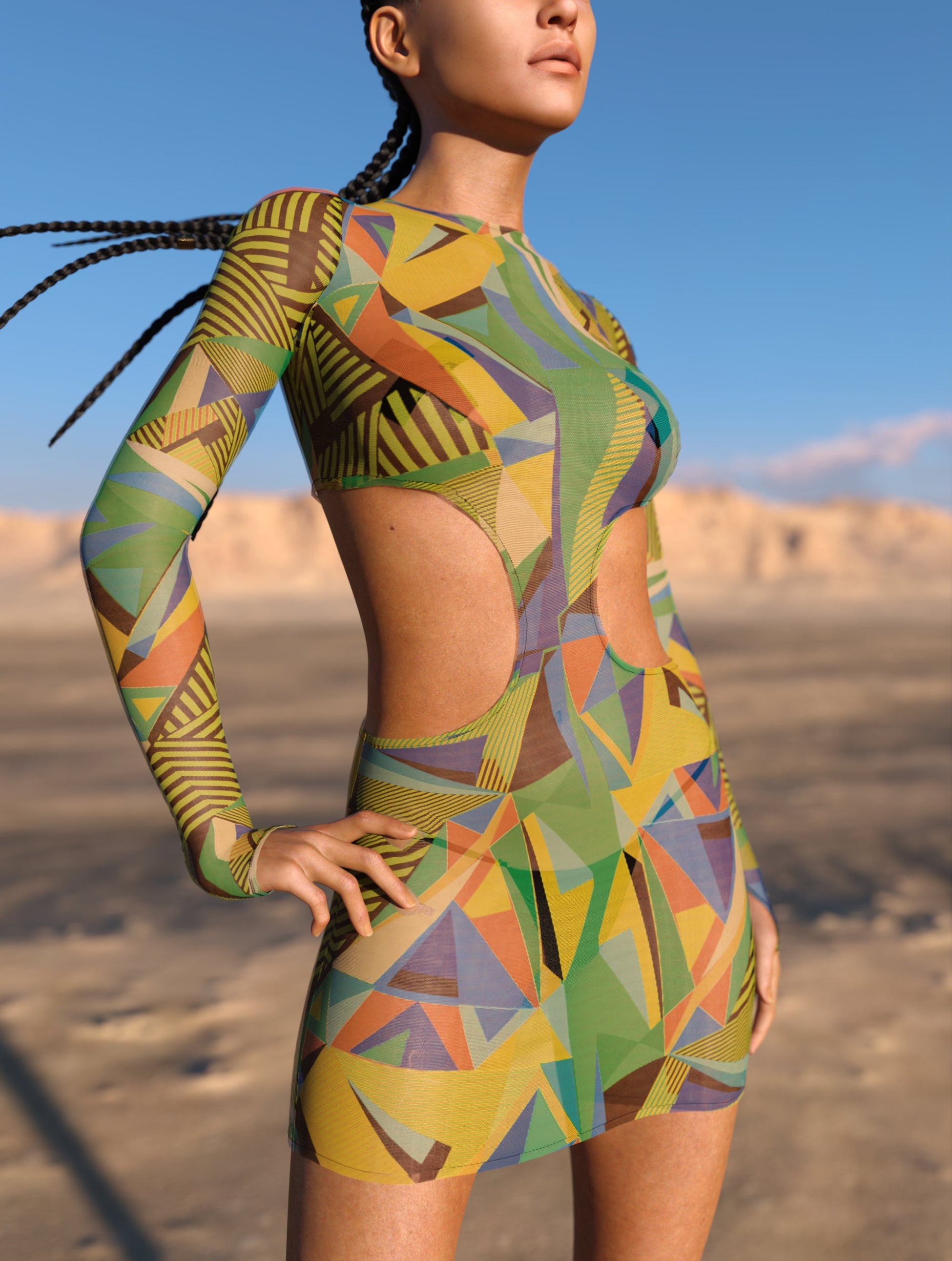 Jade Behemoth Mesh Side-Cutout Dress 1