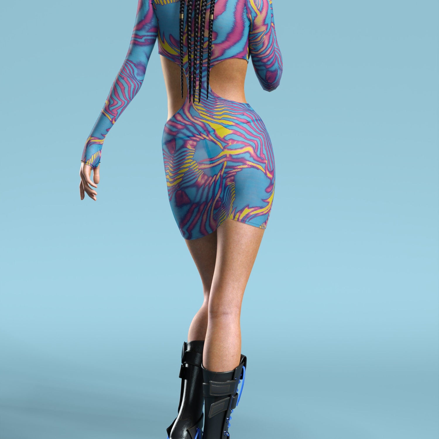 Tempest Mesh Side-Cutout Dress Festival, Club